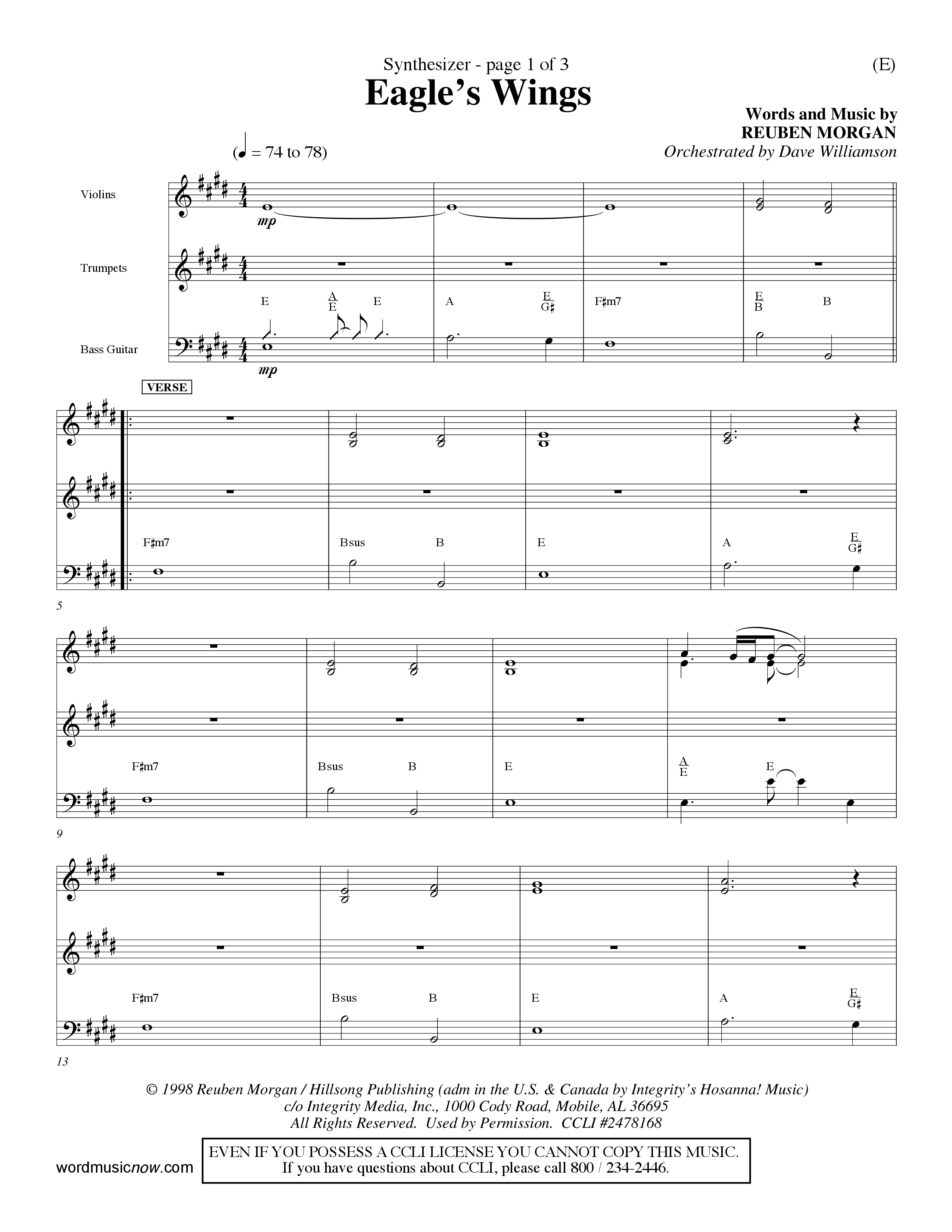 Eagle's Wings (Choral Anthem SATB) Synth (Word Music Choral / Arr. Dave Williamson)