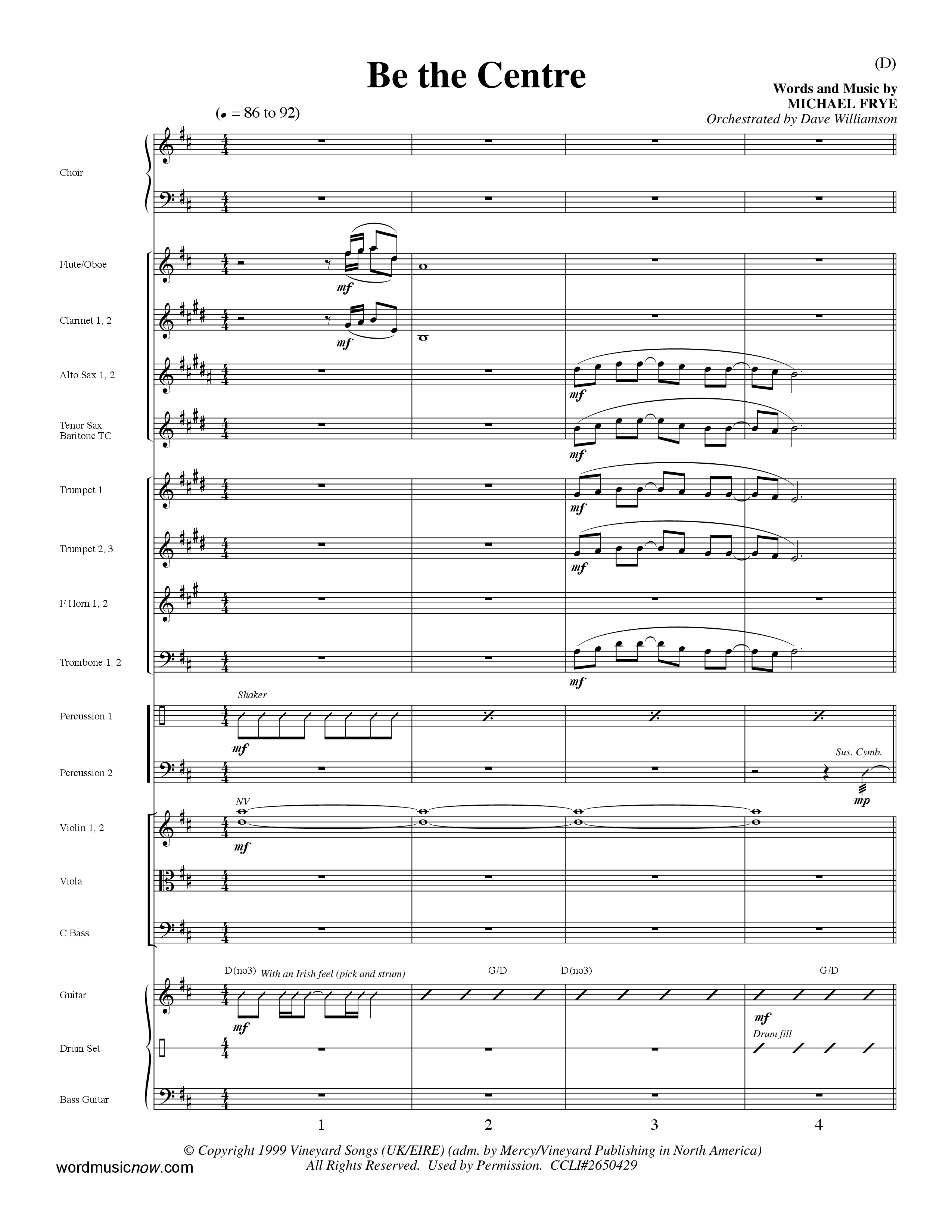 Be The Centre (Choral Anthem SATB) Orchestration (Word Music Choral / Arr. Dave Williamson)