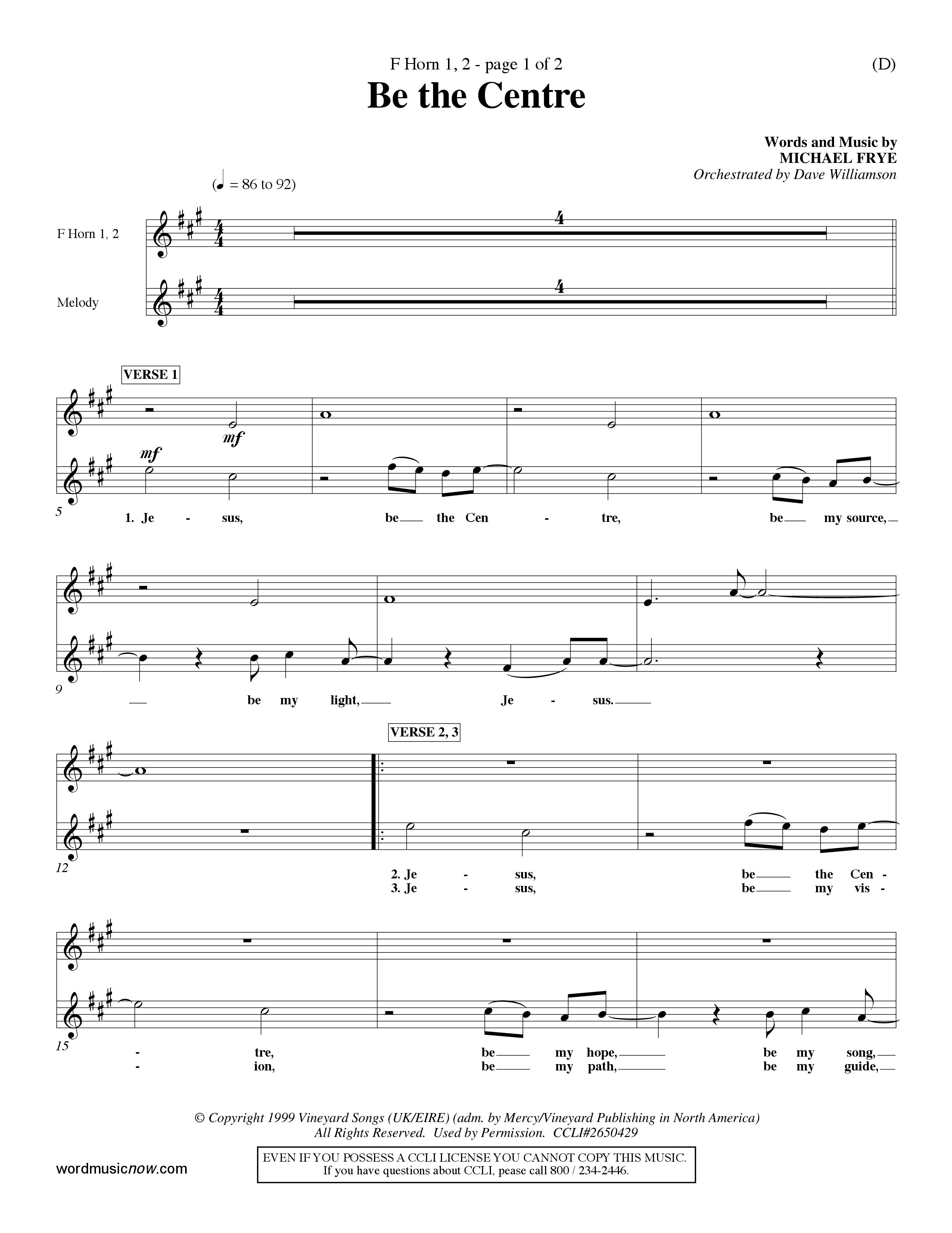 Be The Centre (Choral Anthem SATB) French Horn (Word Music Choral / Arr. Dave Williamson)