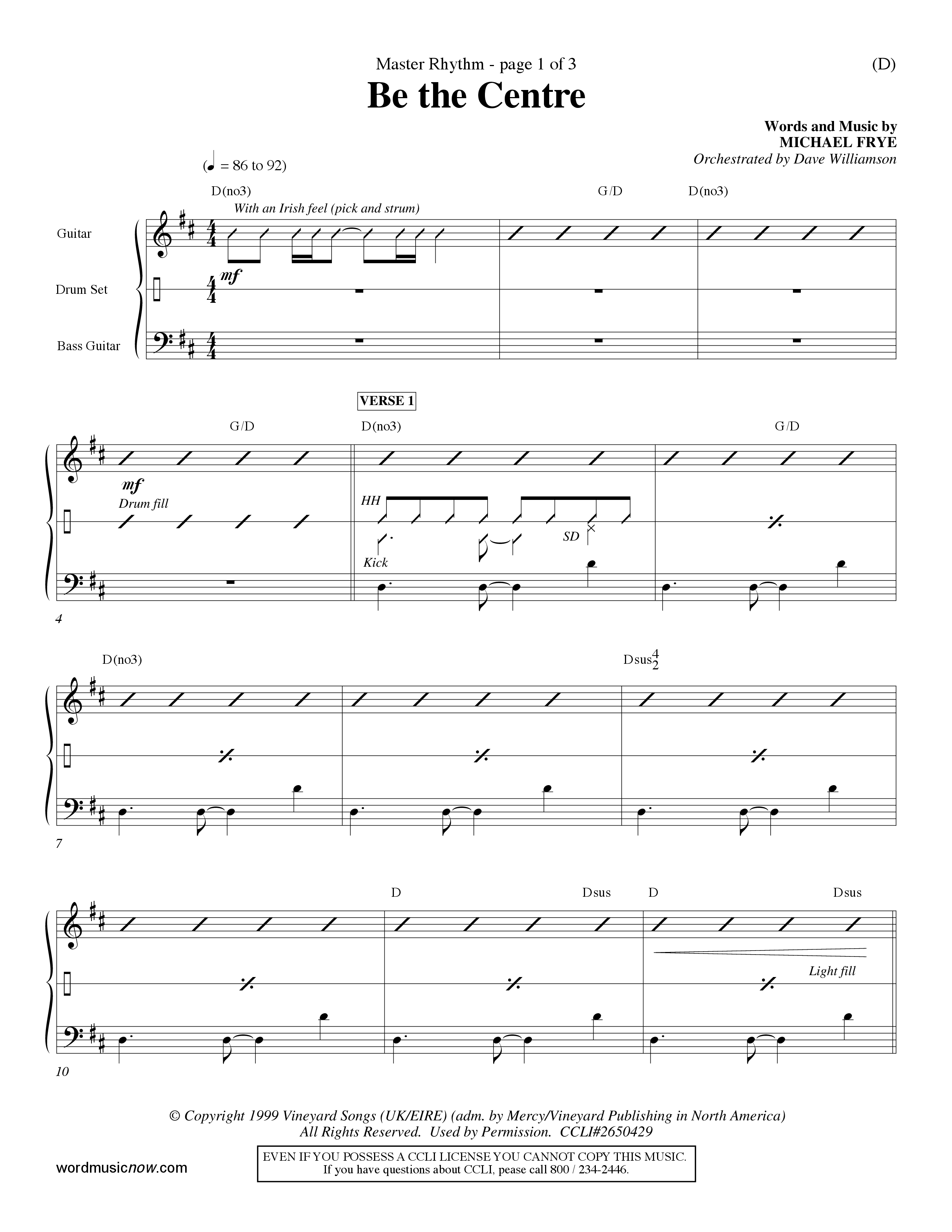 Be The Centre (Choral Anthem SATB) Rhythm Chart (Word Music Choral / Arr. Dave Williamson)
