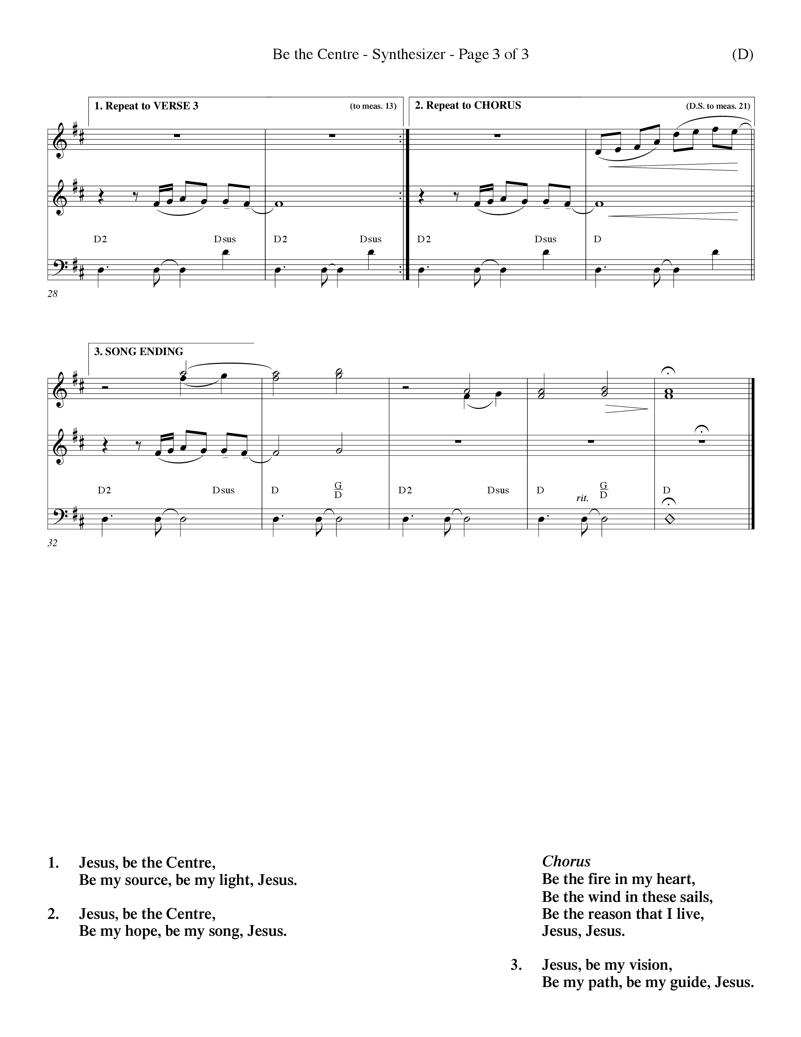 Be The Centre (Choral Anthem SATB) Synth (Word Music Choral / Arr. Dave Williamson)