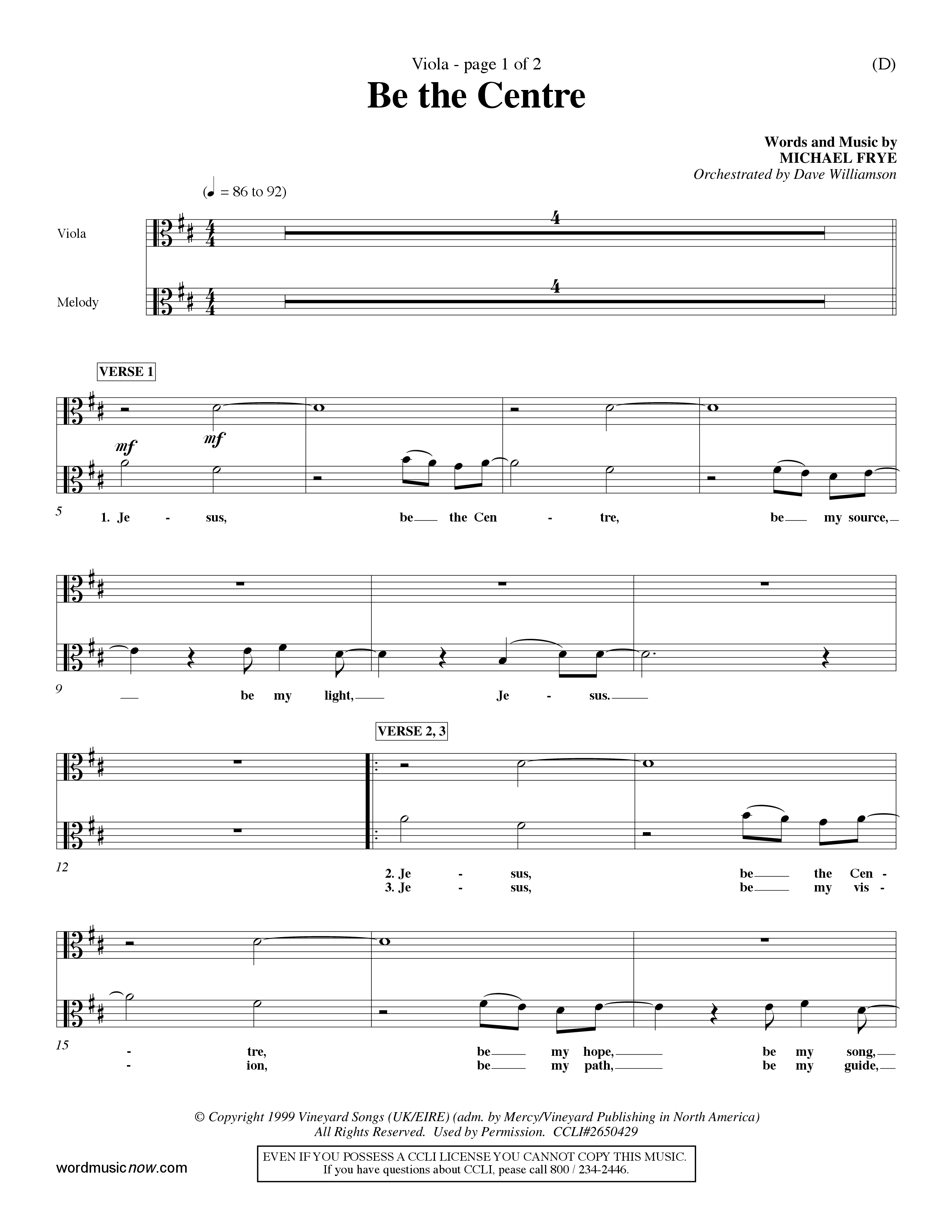 Be The Centre (Choral Anthem SATB) Viola (Word Music Choral / Arr. Dave Williamson)