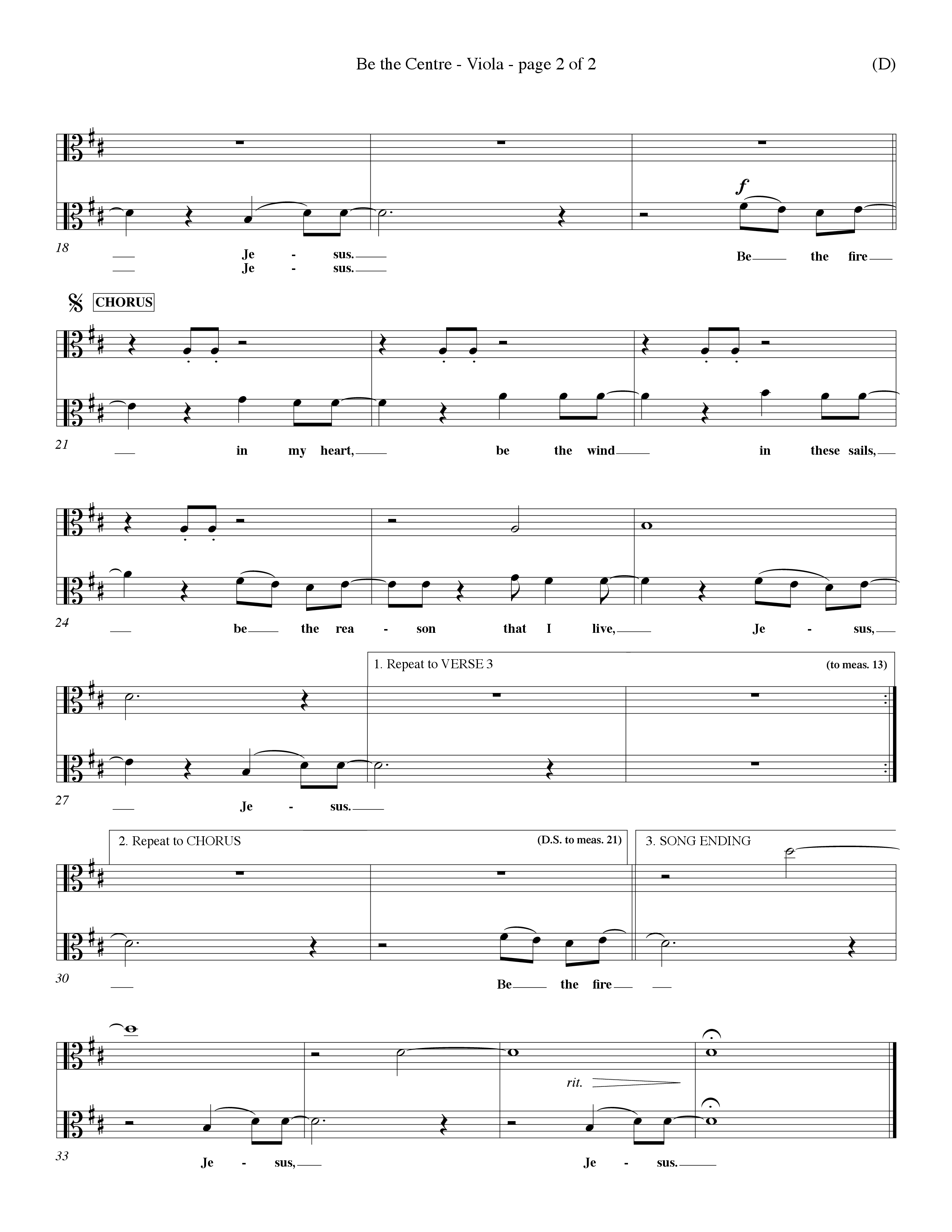 Be The Centre (Choral Anthem SATB) Viola (Word Music Choral / Arr. Dave Williamson)