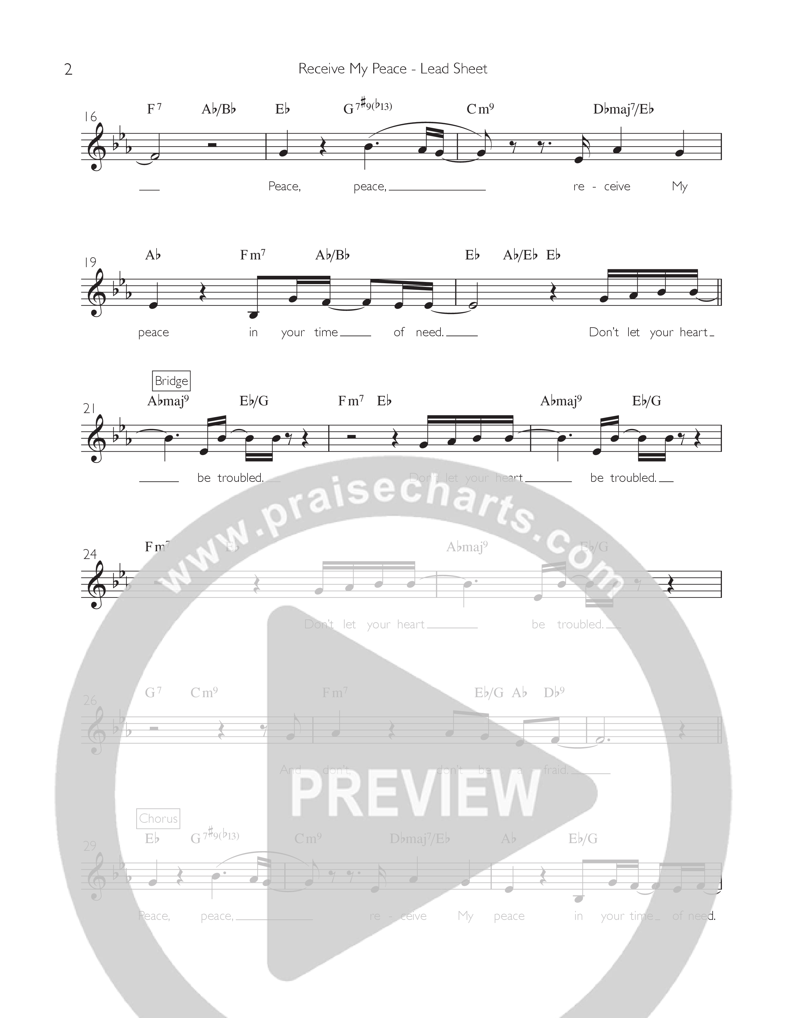 Receive My Peace Lead Sheet (SAT) (Celebration Creative)