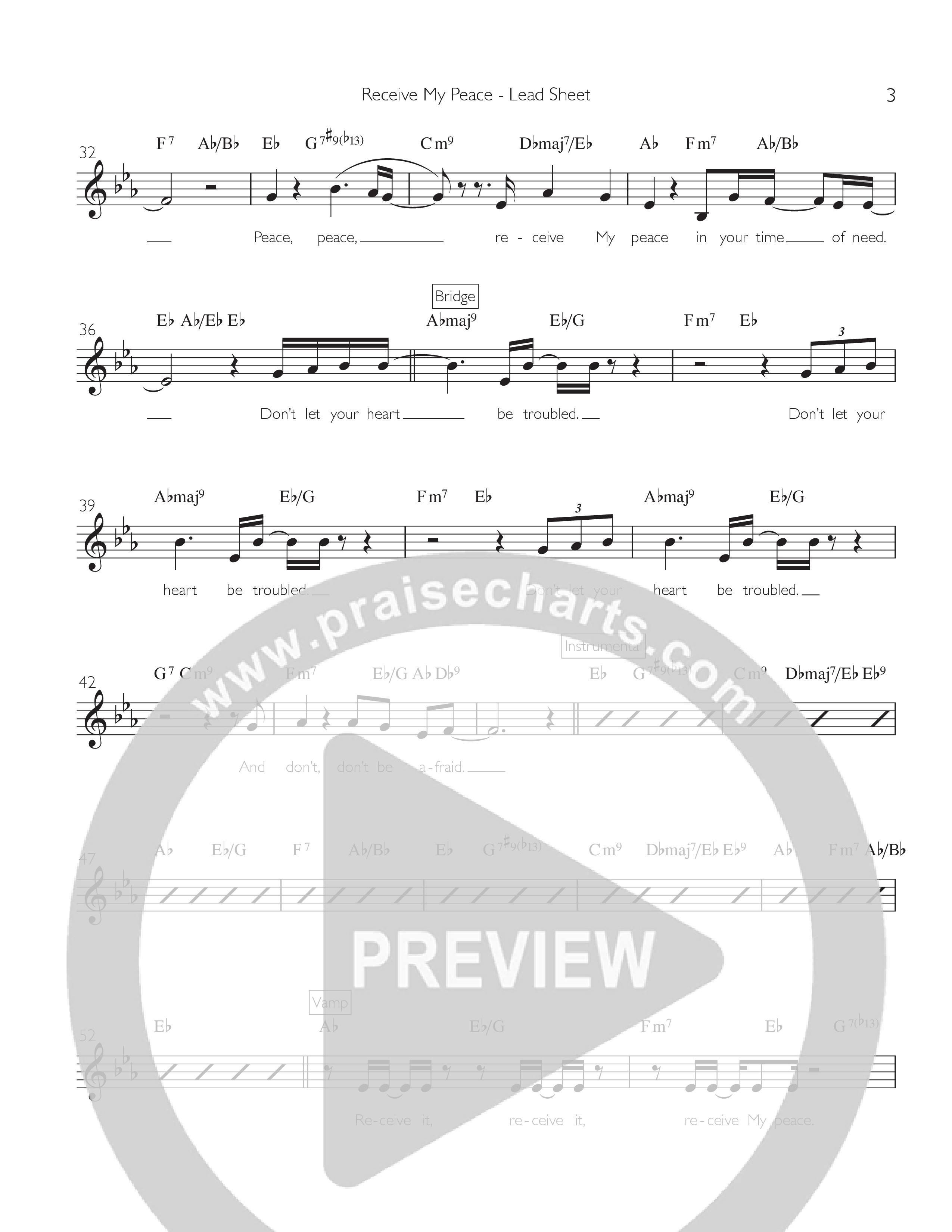 Receive My Peace Lead Sheet (SAT) (Celebration Creative)