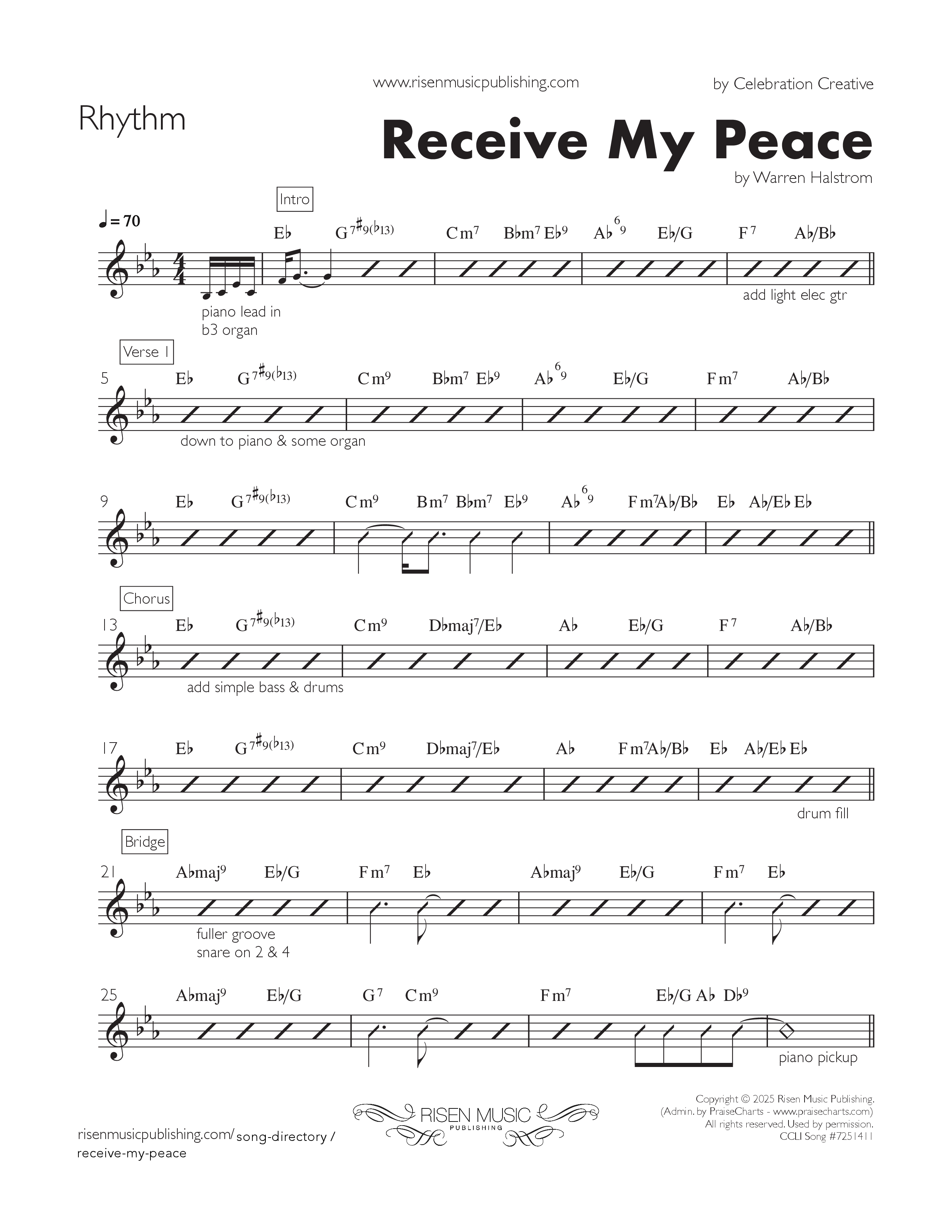 Receive My Peace Rhythm Chart (Celebration Creative)