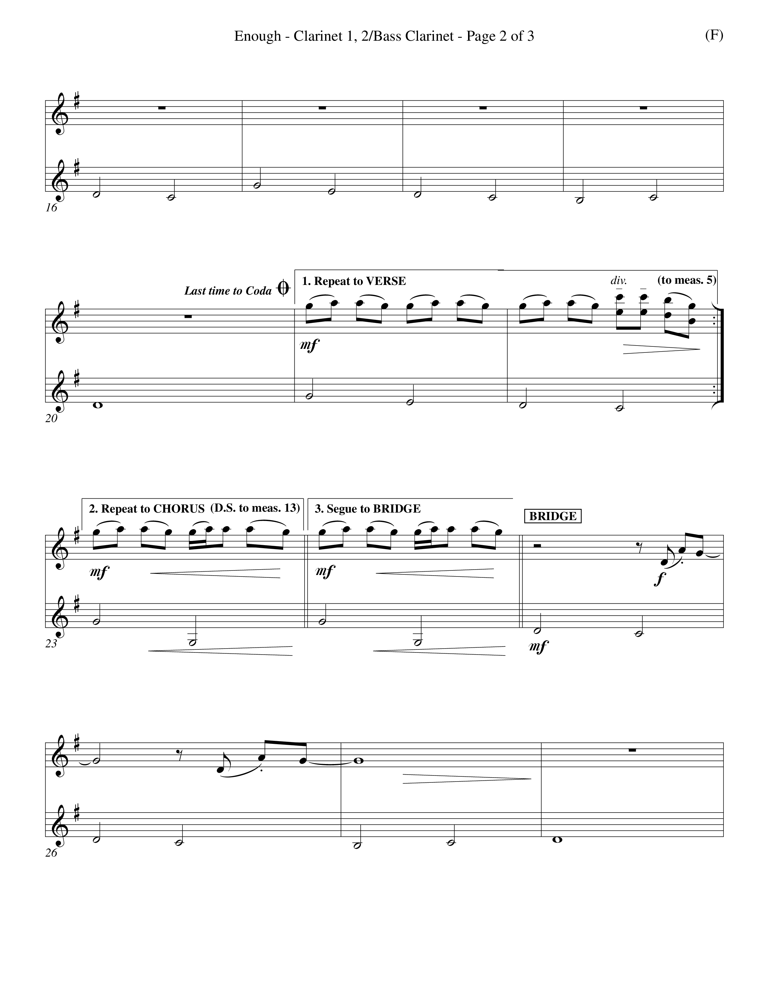 Enough (Choral Anthem SATB) Clarinet 1/2, Bass Clarinet (Word Music Choral / Arr. Dan Goeller)