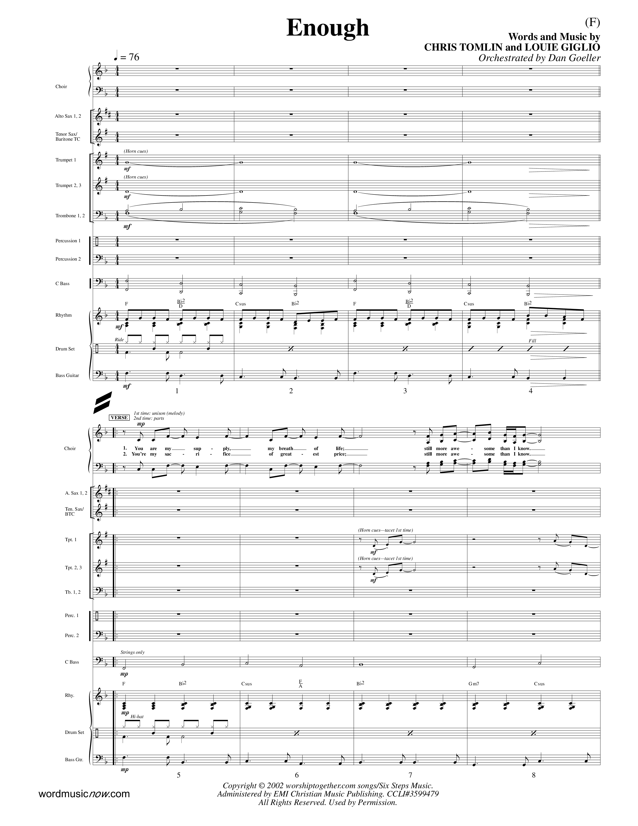 Enough (Choral Anthem SATB) PraiseBand (incl. Brass) (Word Music Choral / Arr. Dan Goeller)