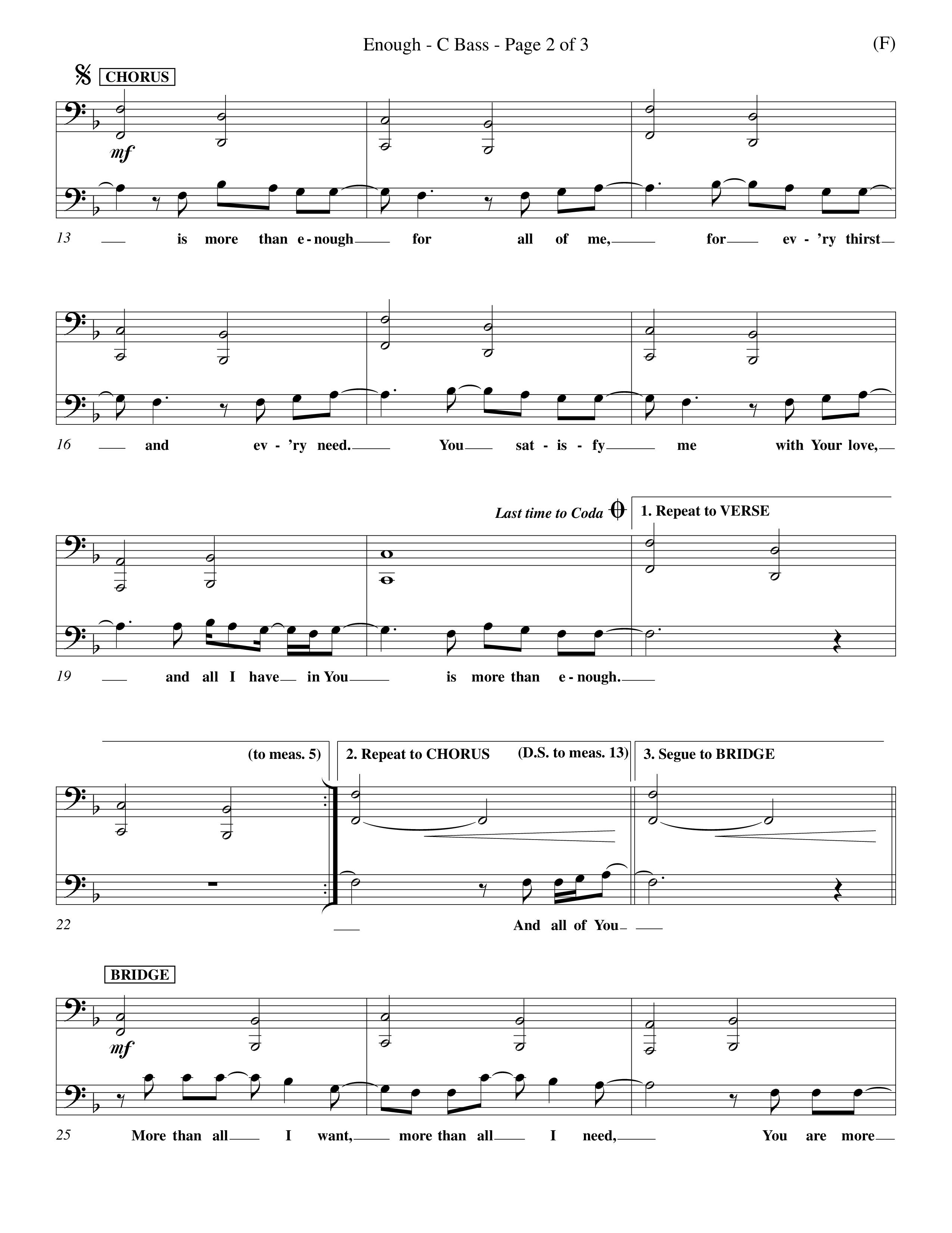 Enough (Choral Anthem SATB) Contrabass (Word Music Choral / Arr. Dan Goeller)