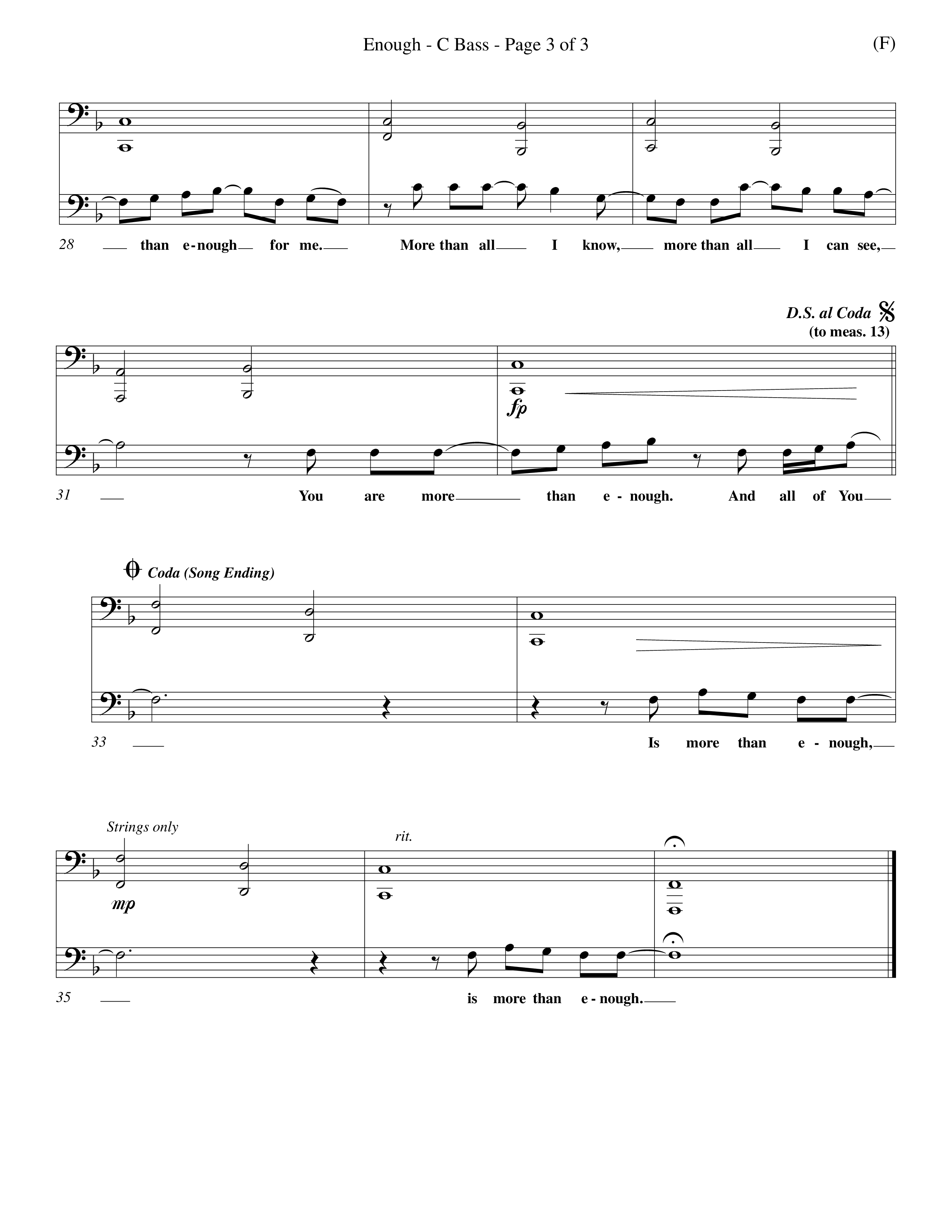 Enough (Choral Anthem SATB) Contrabass (Word Music Choral / Arr. Dan Goeller)