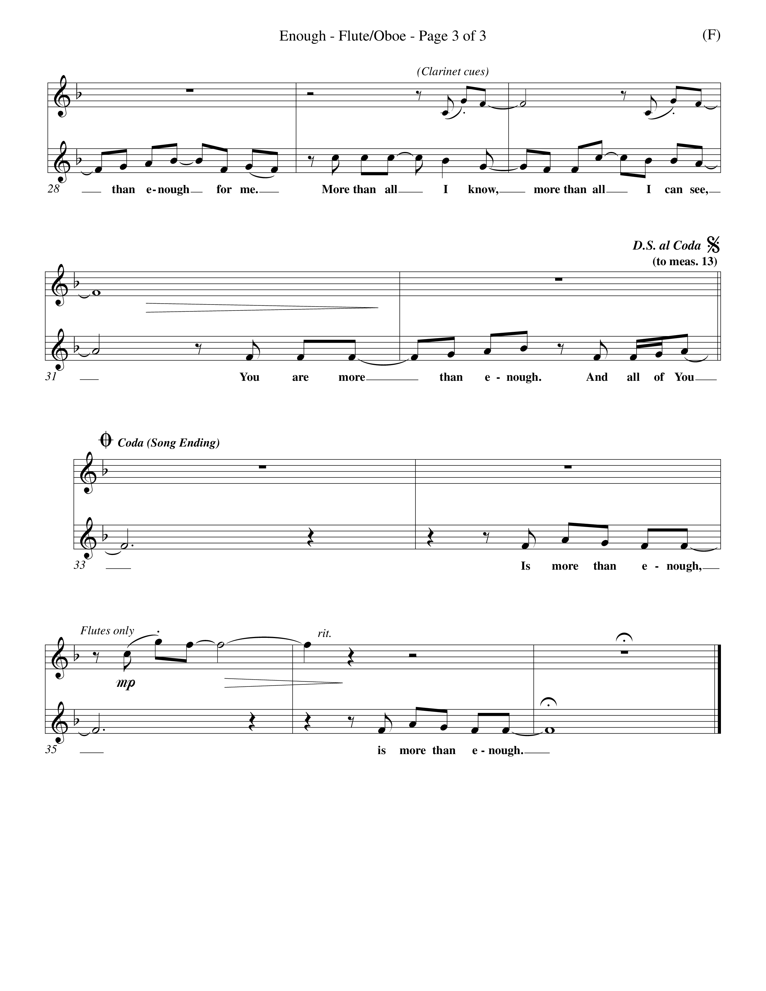 Enough (Choral Anthem SATB) Flute/Oboe (Word Music Choral / Arr. Dan Goeller)