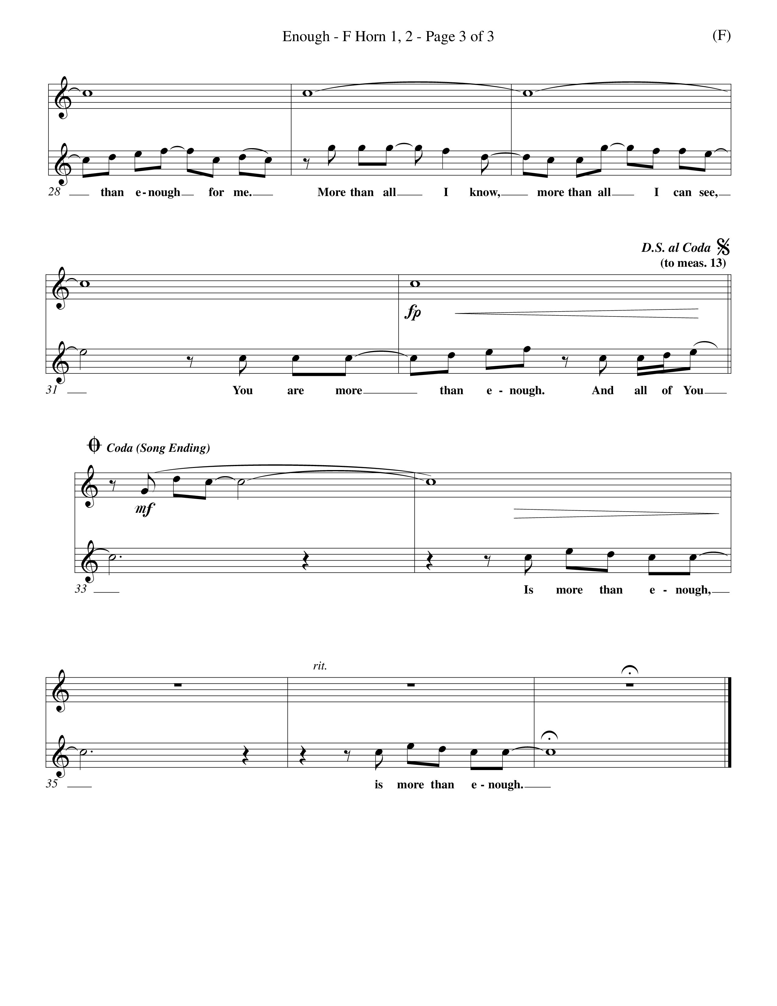 Enough (Choral Anthem SATB) French Horn (Word Music Choral / Arr. Dan Goeller)