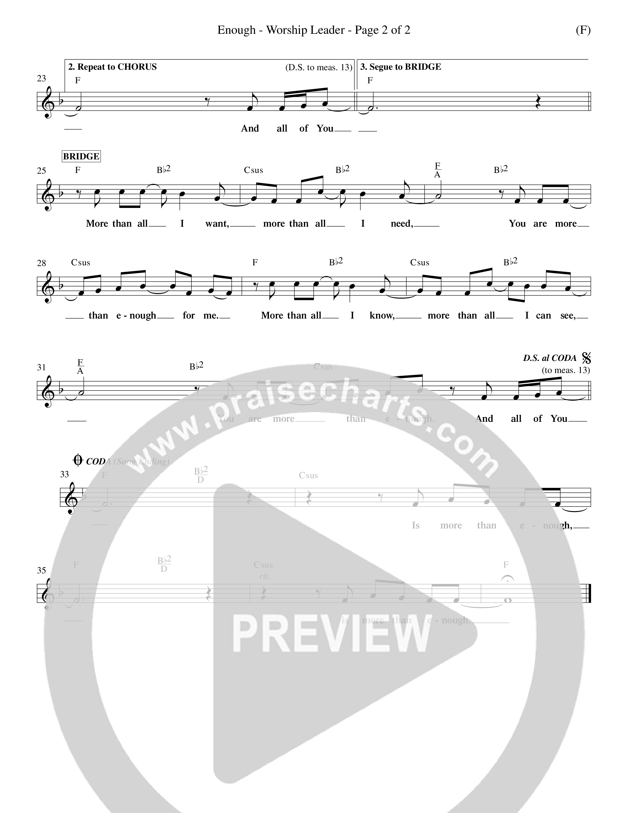 Enough (Choral Anthem SATB) Lead Sheet (Mel) (Word Music Choral / Arr. Dan Goeller)