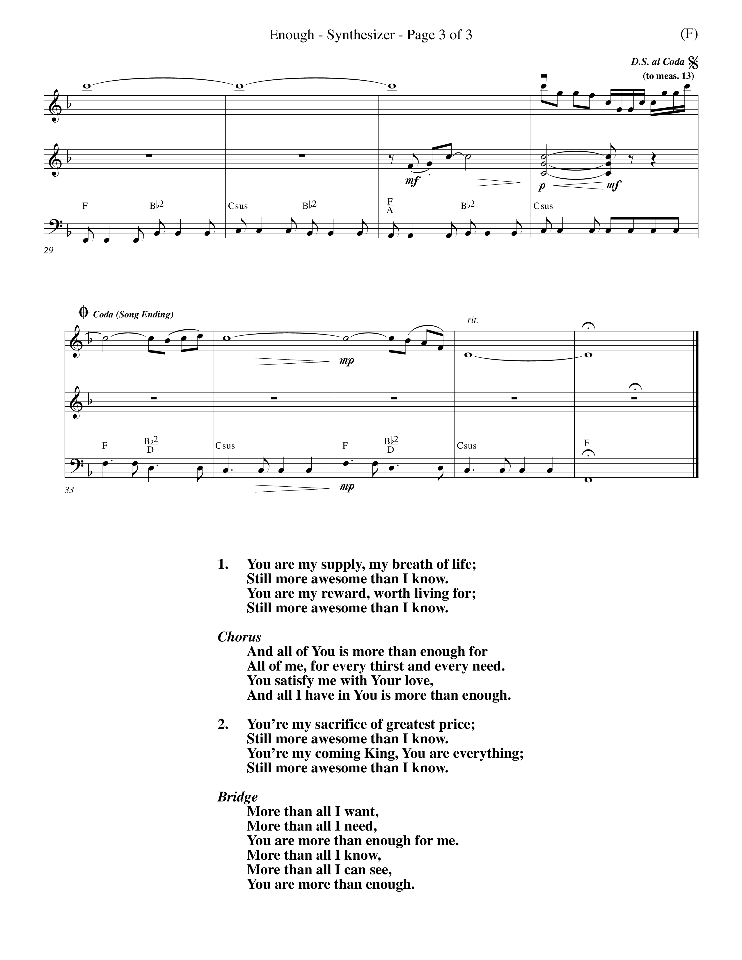 Enough (Choral Anthem SATB) Synth (Word Music Choral / Arr. Dan Goeller)