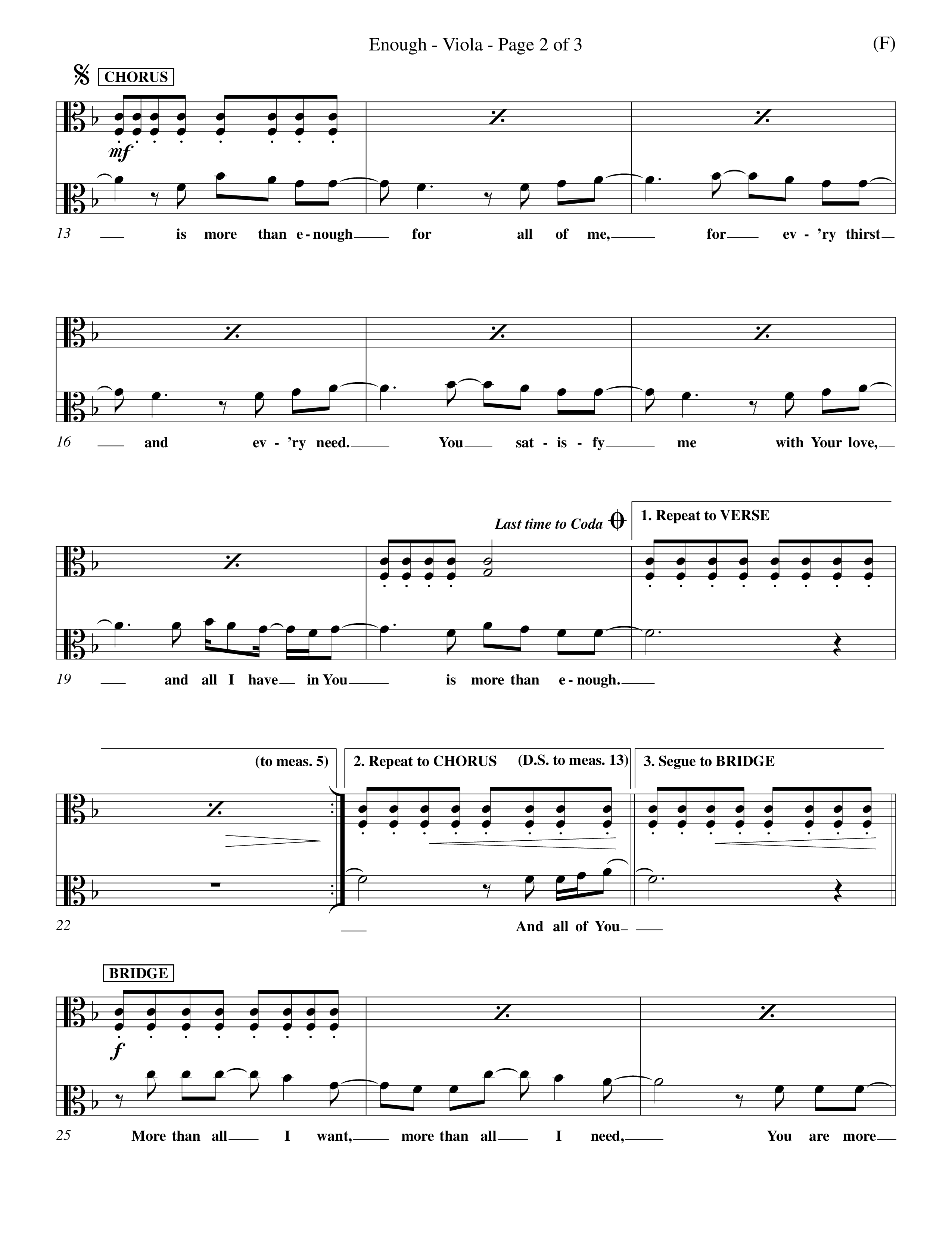 Enough (Choral Anthem SATB) Viola (Word Music Choral / Arr. Dan Goeller)
