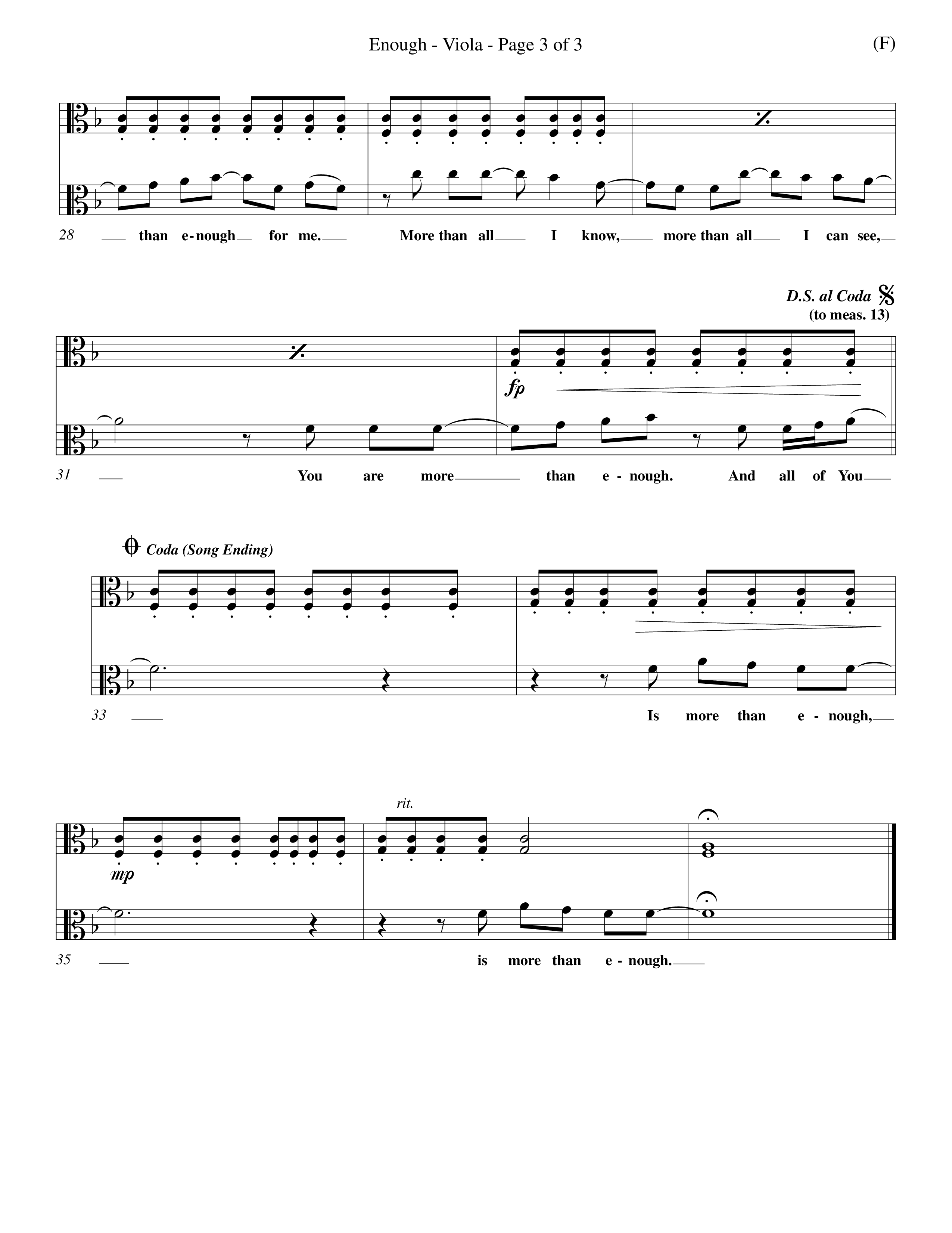 Enough (Choral Anthem SATB) Viola (Word Music Choral / Arr. Dan Goeller)