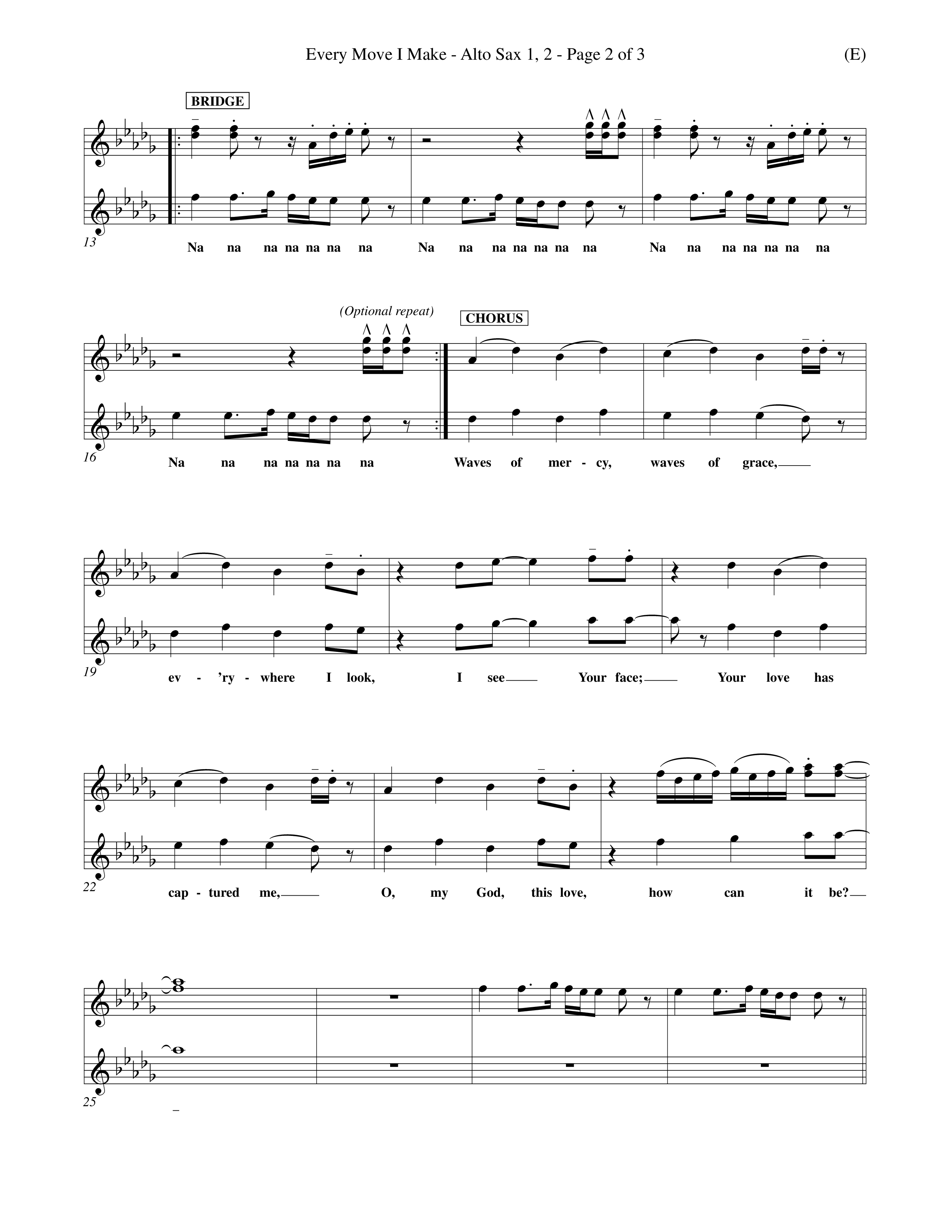 Every Move I Make (Choral Anthem SATB) Alto Sax 1/2 (Word Music Choral / Arr. Keith Christopher)