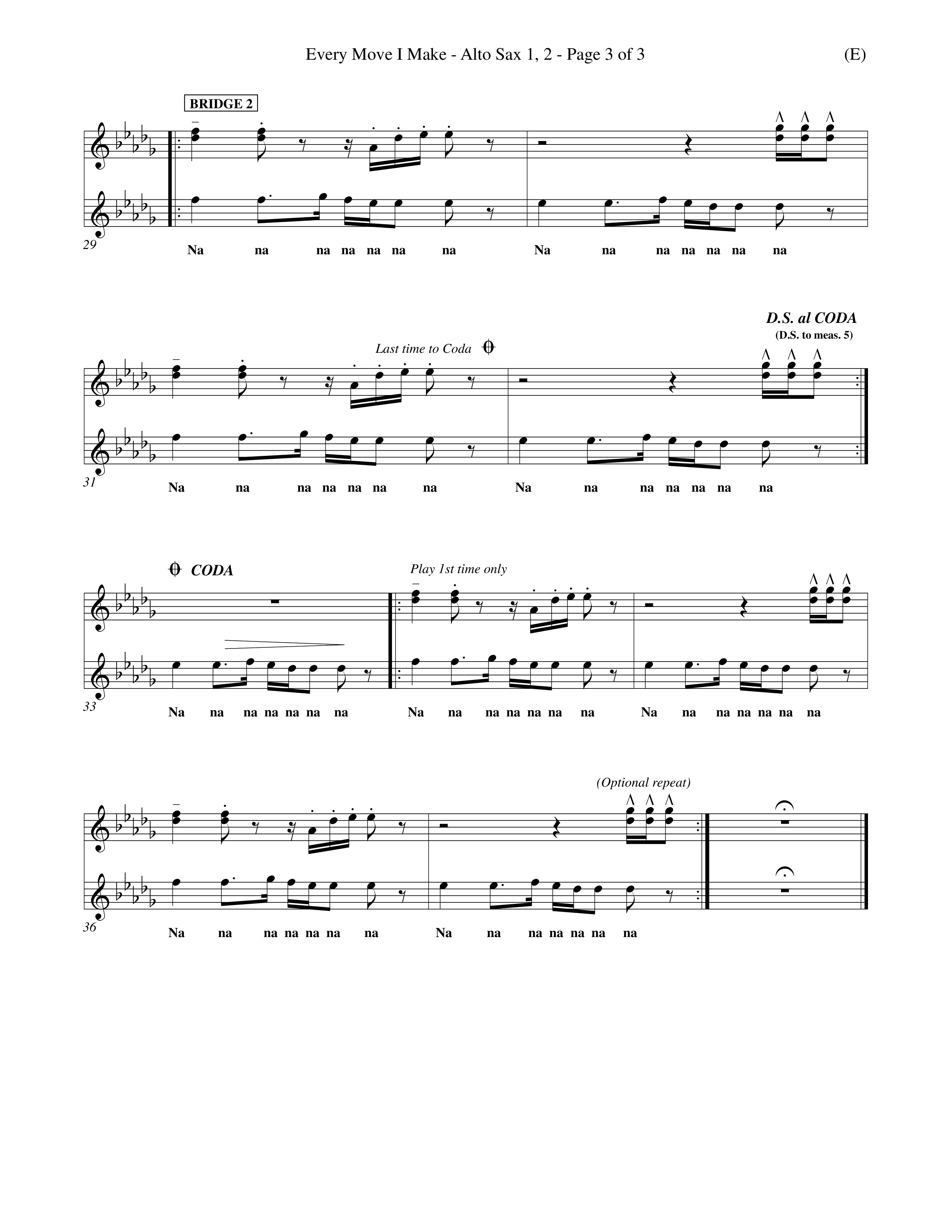 Every Move I Make (Choral Anthem SATB) Alto Sax 1/2 (Word Music Choral / Arr. Keith Christopher)