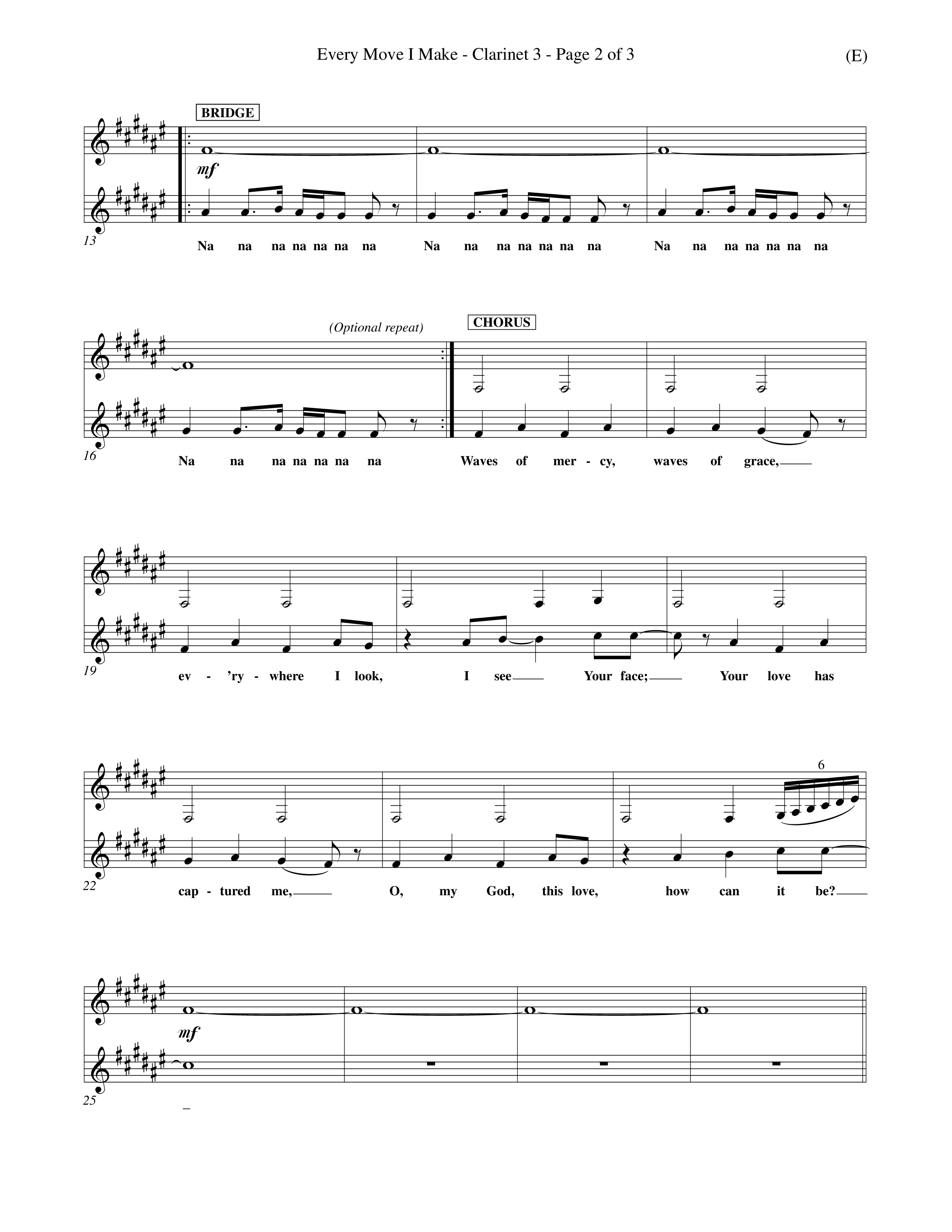 Every Move I Make (Choral Anthem SATB) Clarinet 3 (Word Music Choral / Arr. Keith Christopher)