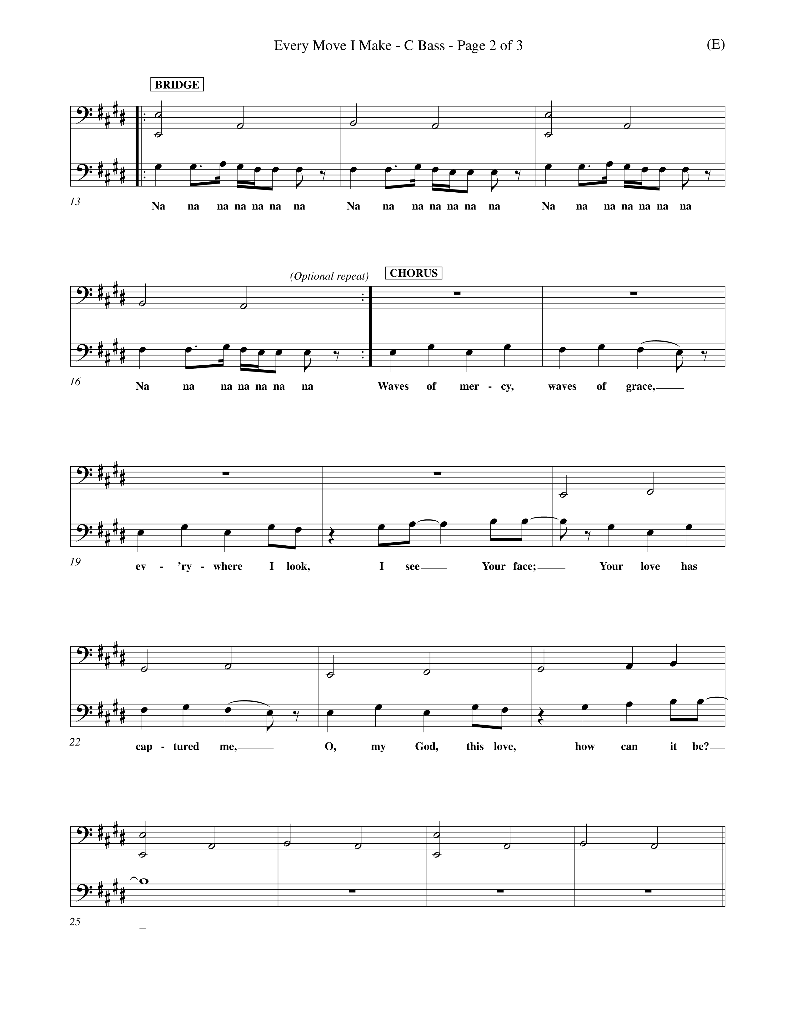 Every Move I Make (Choral Anthem SATB) Contrabass (Word Music Choral / Arr. Keith Christopher)