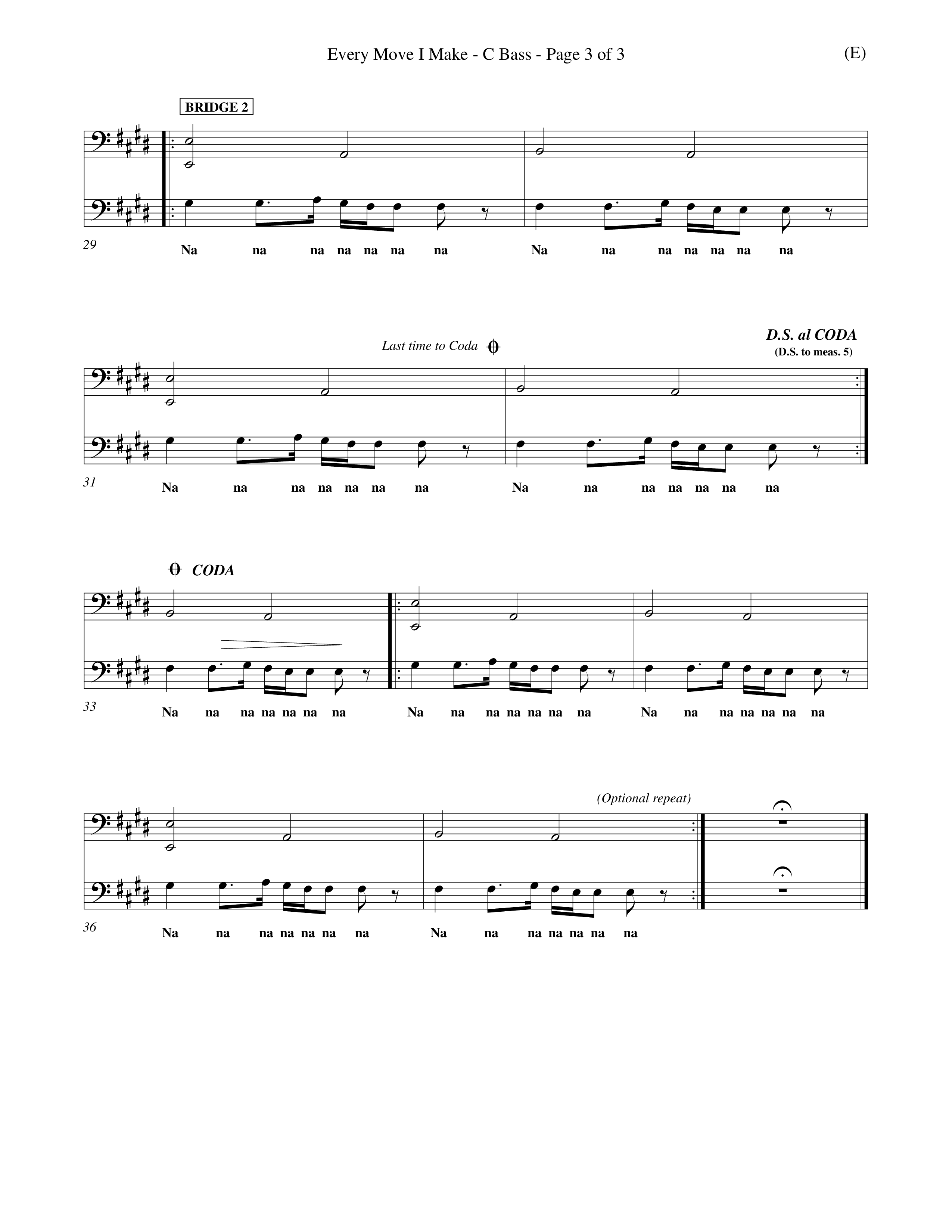 Every Move I Make (Choral Anthem SATB) Contrabass (Word Music Choral / Arr. Keith Christopher)
