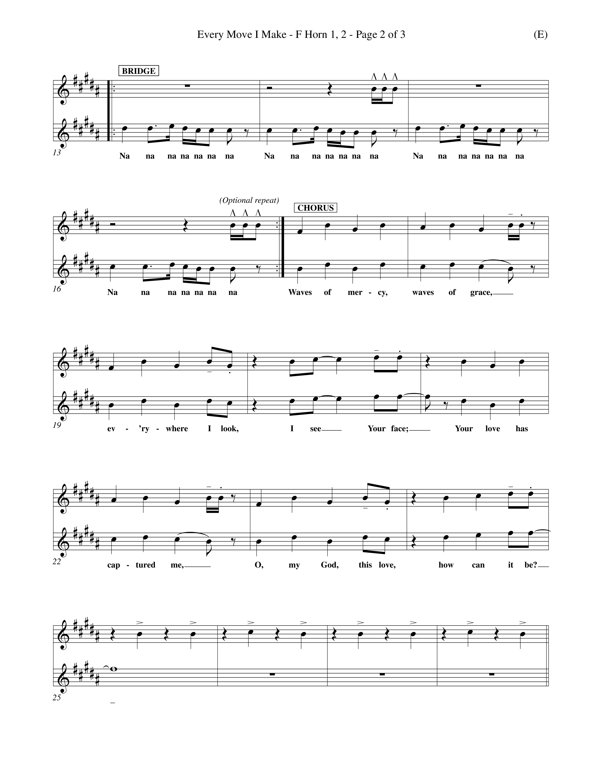 Every Move I Make (Choral Anthem SATB) French Horn (Word Music Choral / Arr. Keith Christopher)