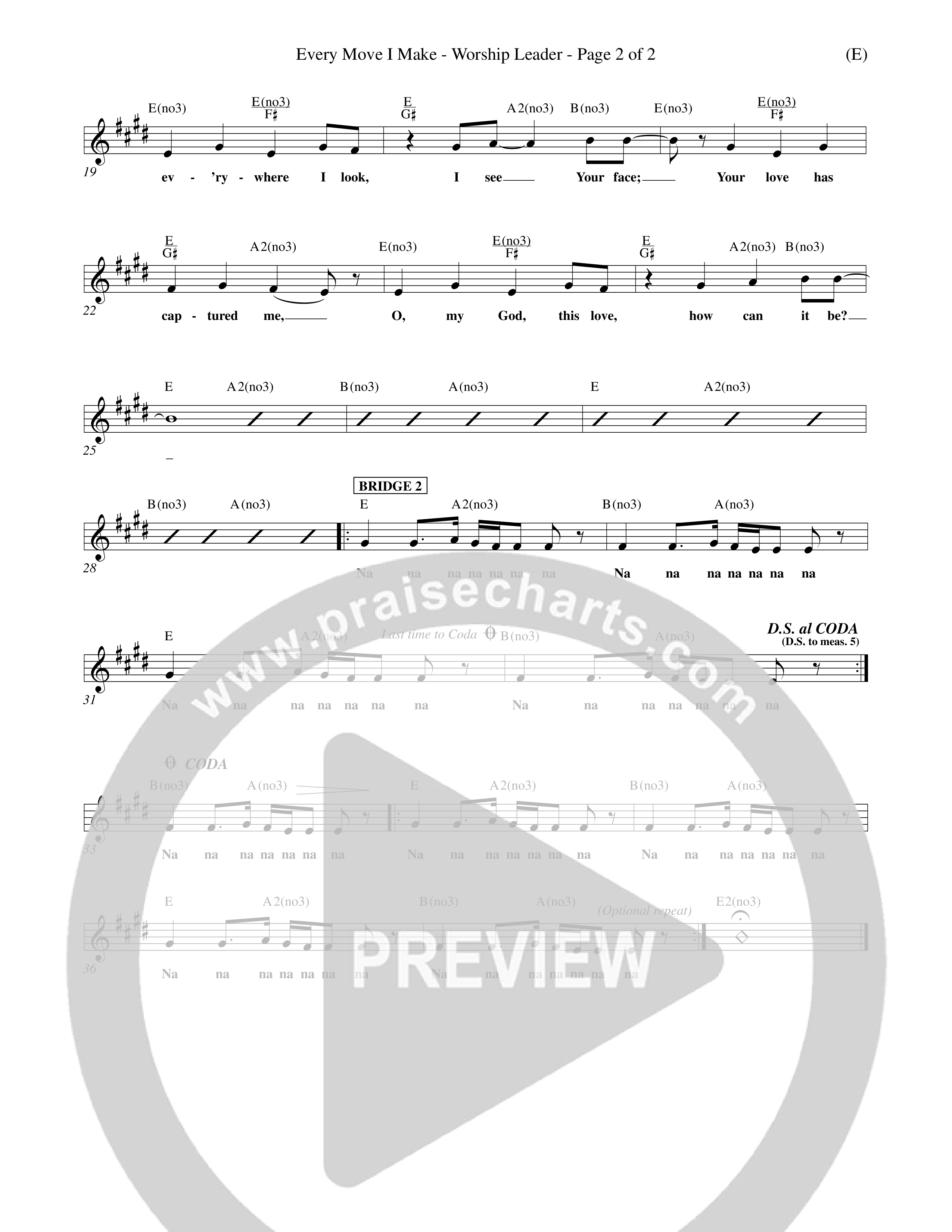 Every Move I Make (Choral Anthem SATB) Lead Sheet (Mel) (Word Music Choral / Arr. Keith Christopher)