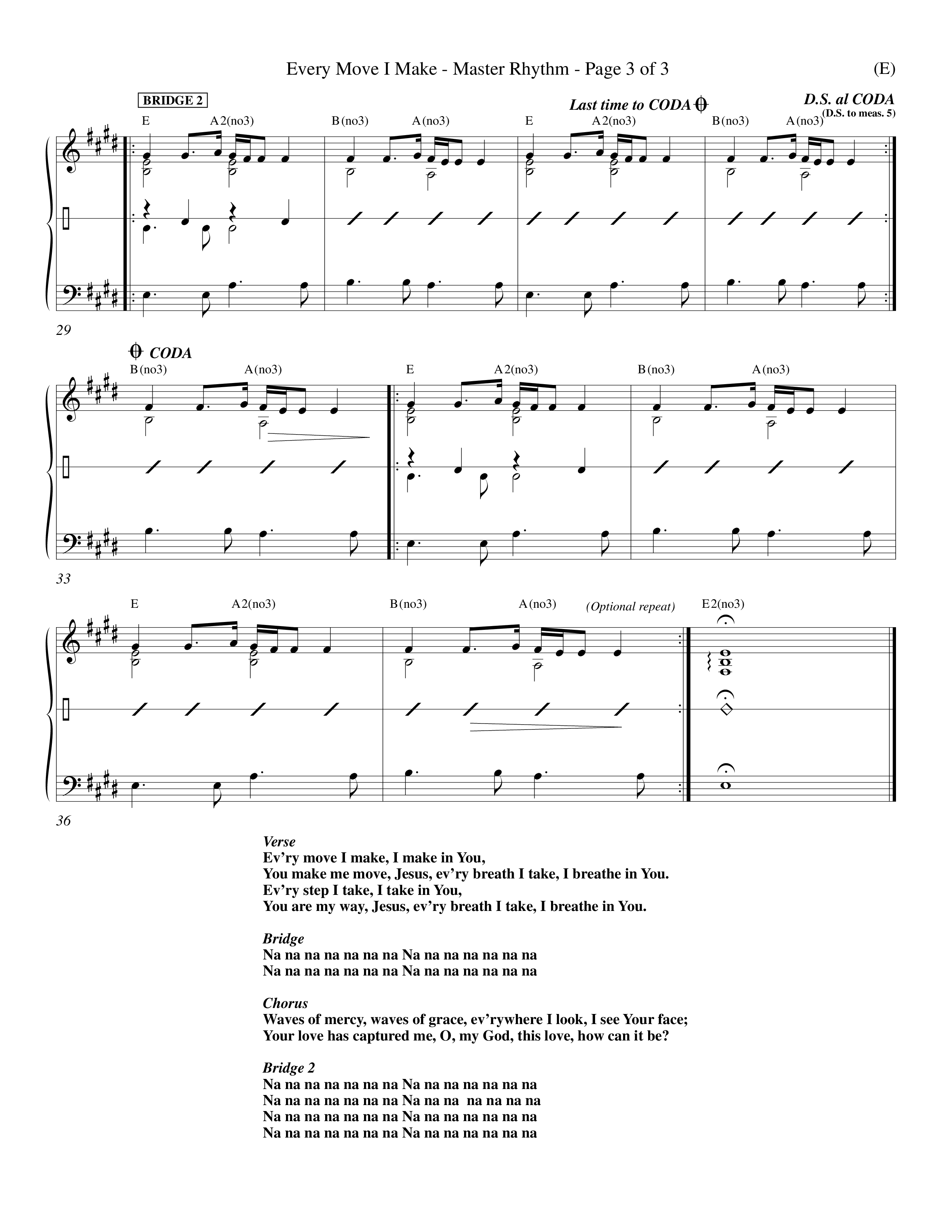 Every Move I Make (Choral Anthem SATB) Rhythm Chart (Word Music Choral / Arr. Keith Christopher)