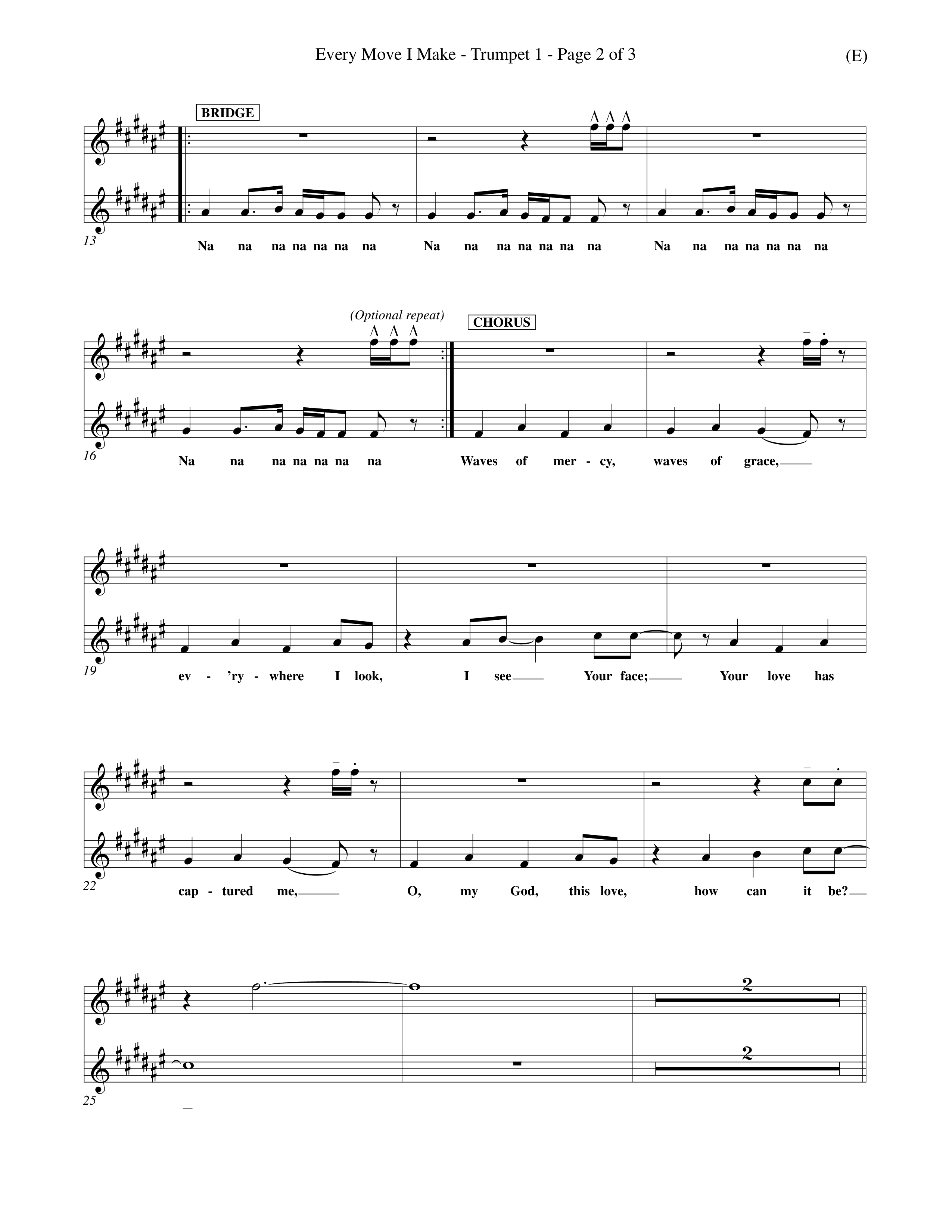 Every Move I Make (Choral Anthem SATB) Trumpet 1 (Word Music Choral / Arr. Keith Christopher)