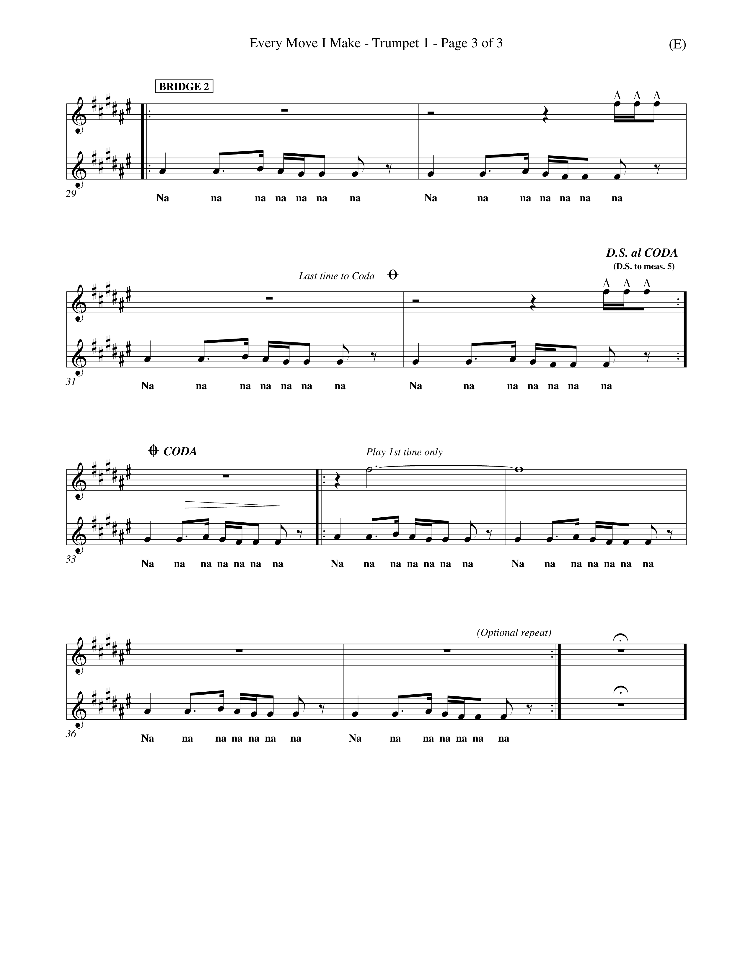 Every Move I Make (Choral Anthem SATB) Trumpet 1 (Word Music Choral / Arr. Keith Christopher)