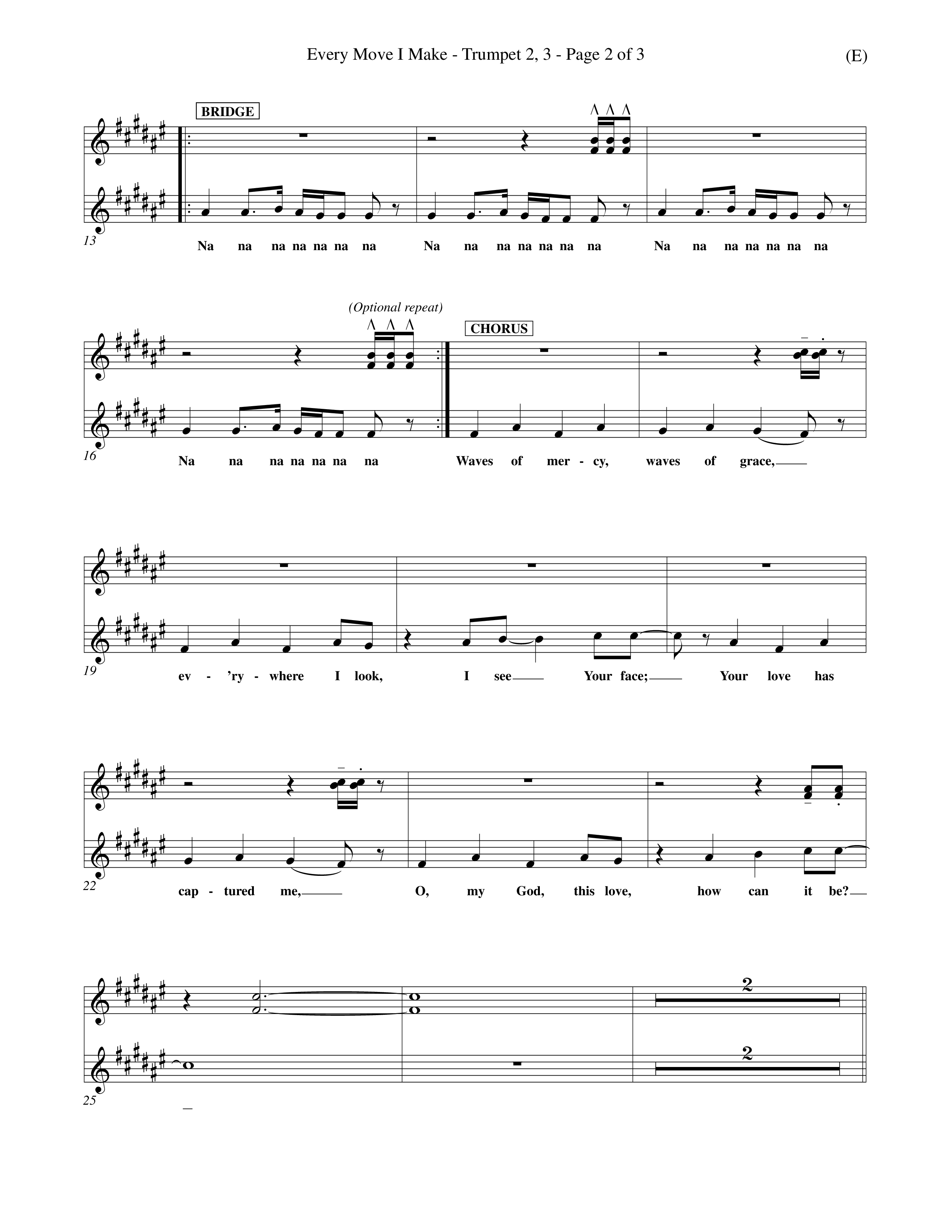 Every Move I Make (Choral Anthem SATB) Trumpet 2/3 (Word Music Choral / Arr. Keith Christopher)