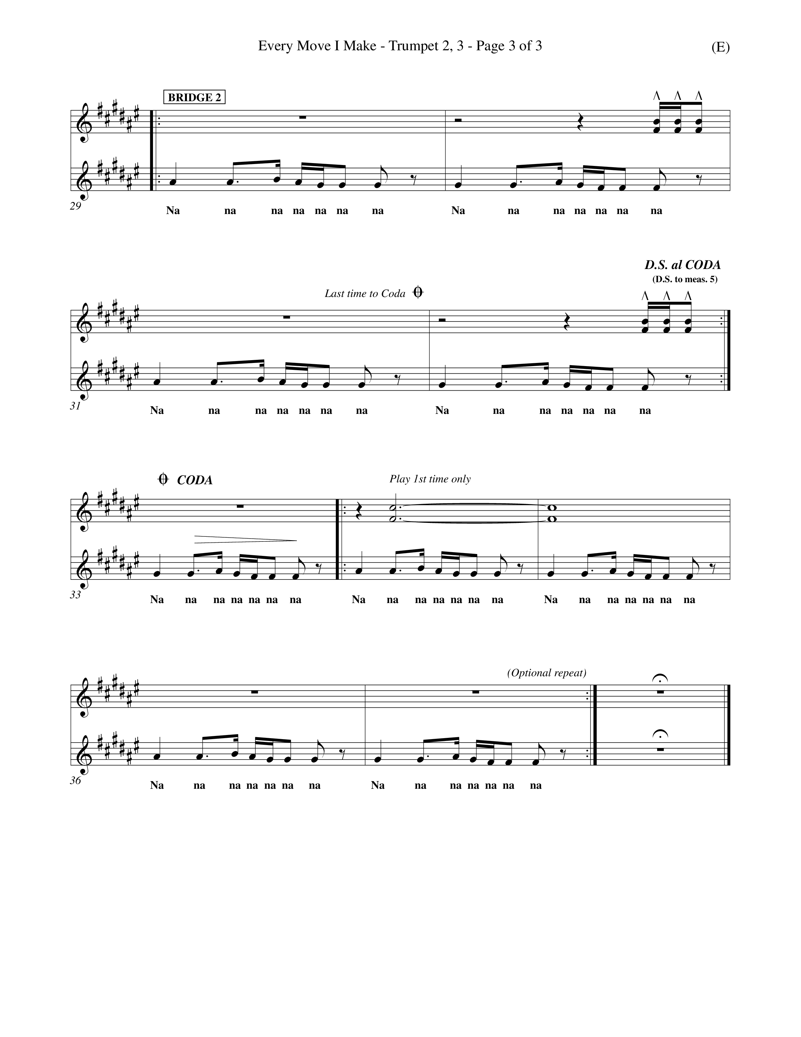 Every Move I Make (Choral Anthem SATB) Trumpet 2/3 (Word Music Choral / Arr. Keith Christopher)