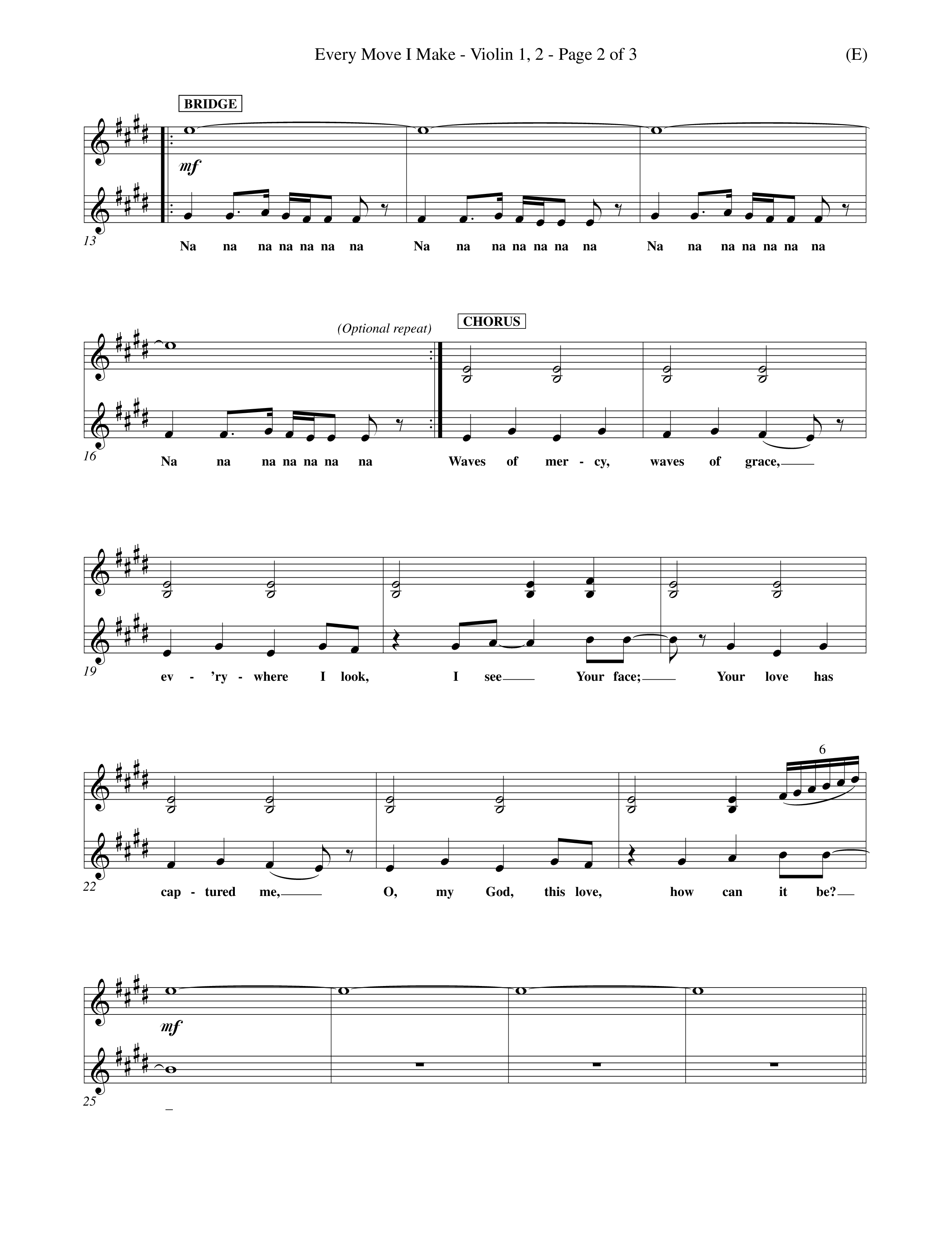 Every Move I Make (Choral Anthem SATB) Violin 1/2 (Word Music Choral / Arr. Keith Christopher)