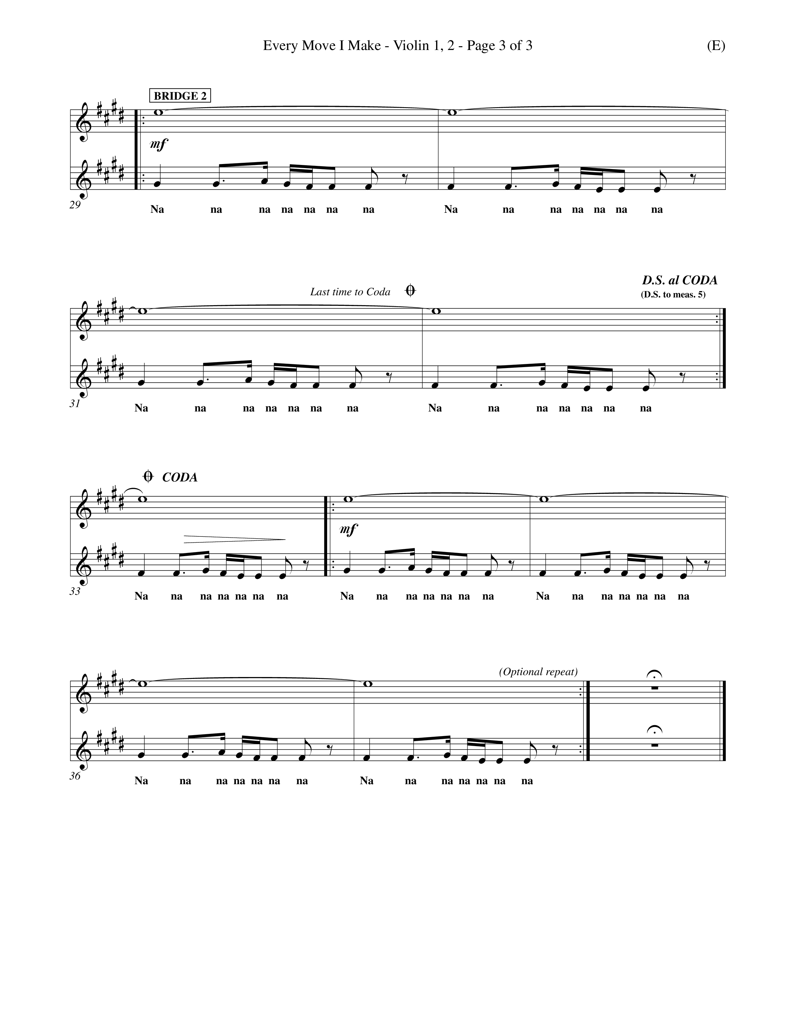 Every Move I Make (Choral Anthem SATB) Violin 1/2 (Word Music Choral / Arr. Keith Christopher)