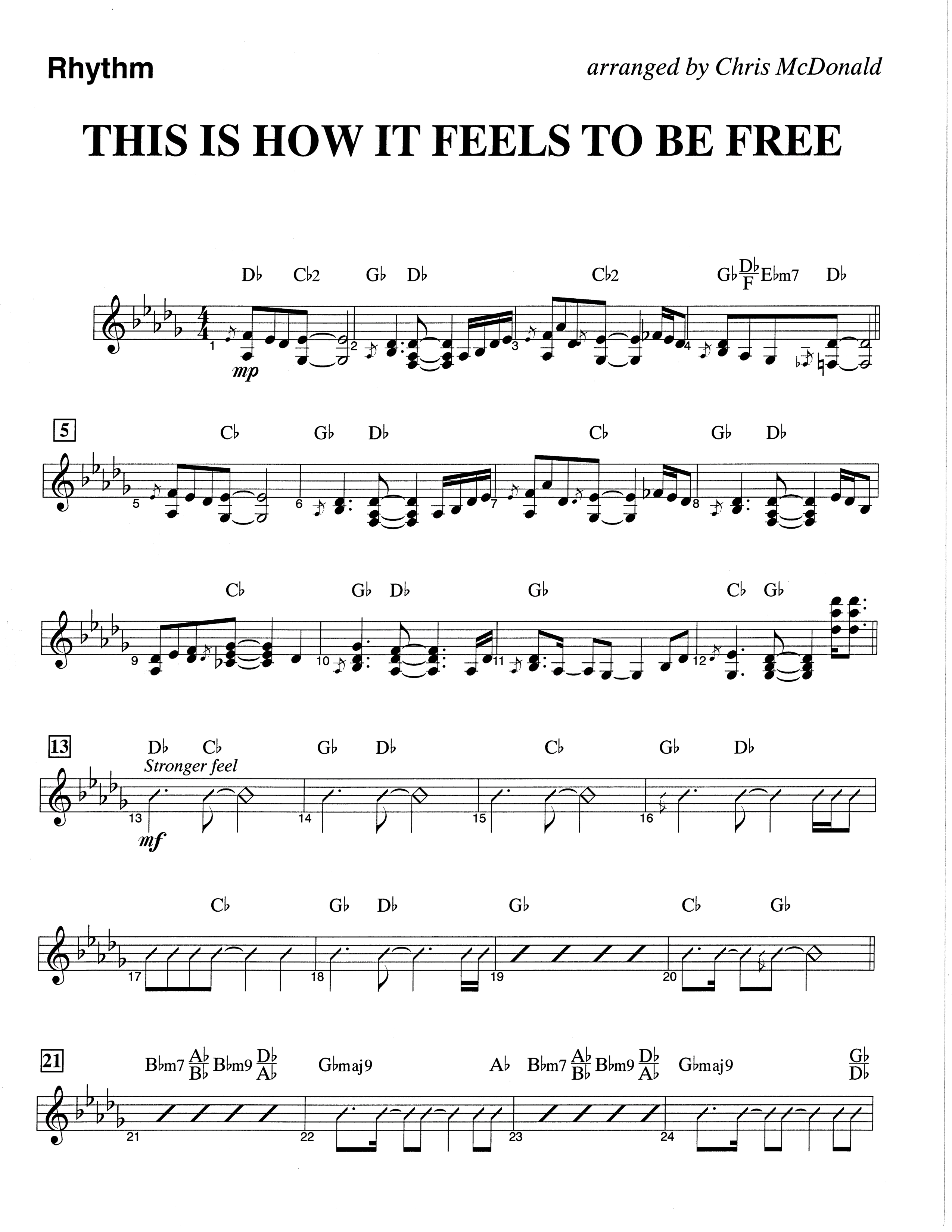 This Is How It Feels To Be Free (Choral Anthem SATB) Rhythm Chart (The Brooklyn Tabernacle Choir / Arr. Carol Cymbala / Orch. Chris McDonald)