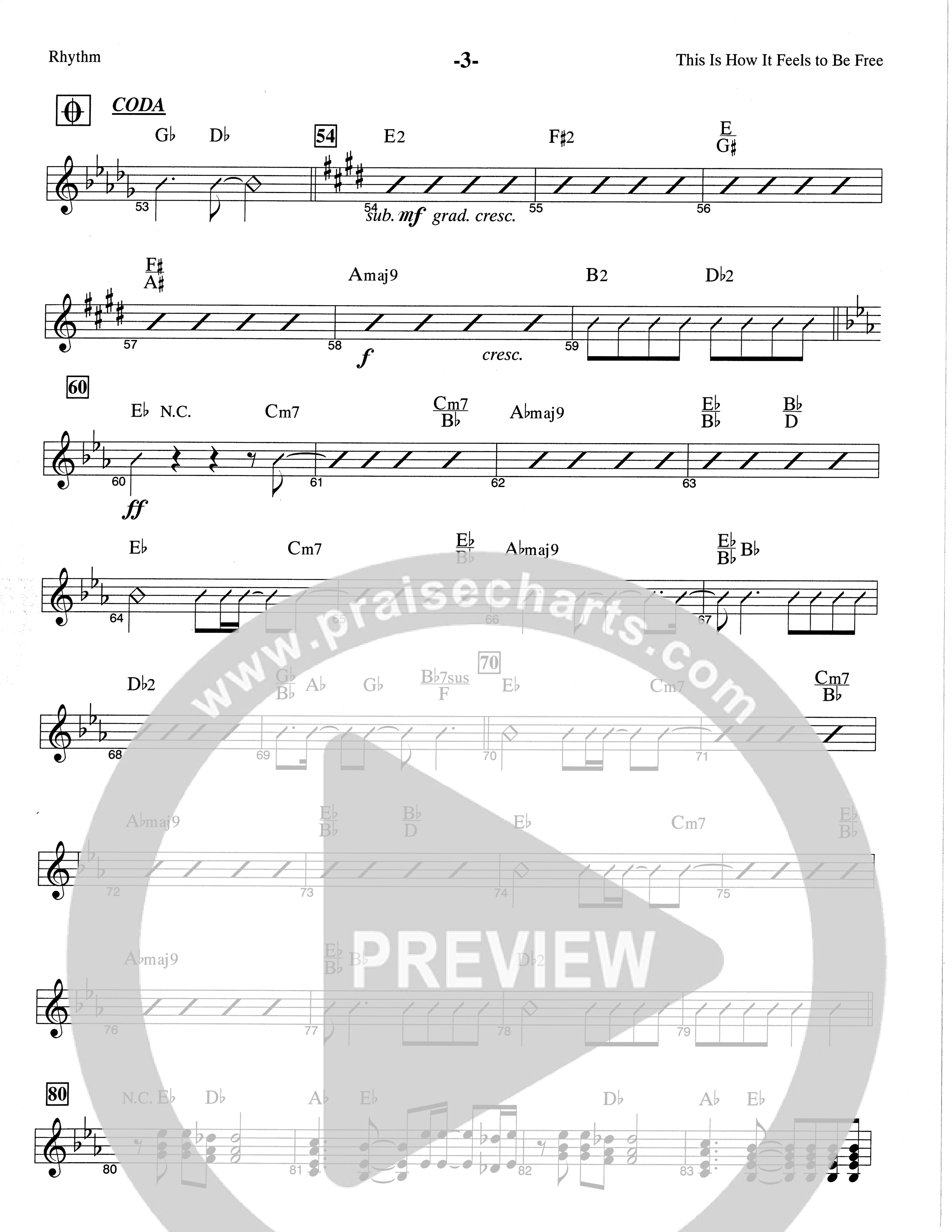 This Is How It Feels To Be Free (Choral Anthem SATB) Rhythm Chart (The Brooklyn Tabernacle Choir / Arr. Carol Cymbala / Orch. Chris McDonald)