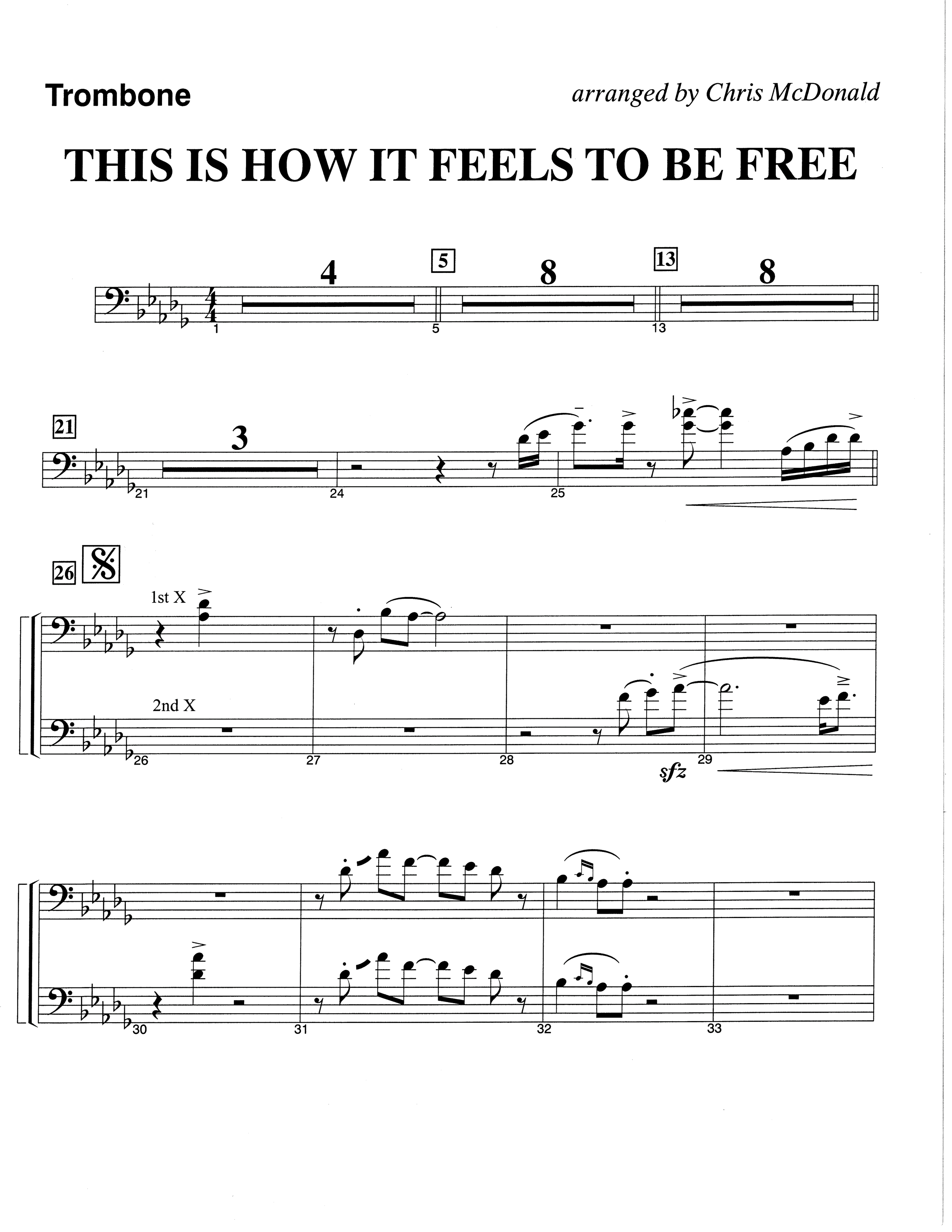 This Is How It Feels To Be Free (Choral Anthem SATB) Trombone (The Brooklyn Tabernacle Choir / Arr. Carol Cymbala / Orch. Chris McDonald)