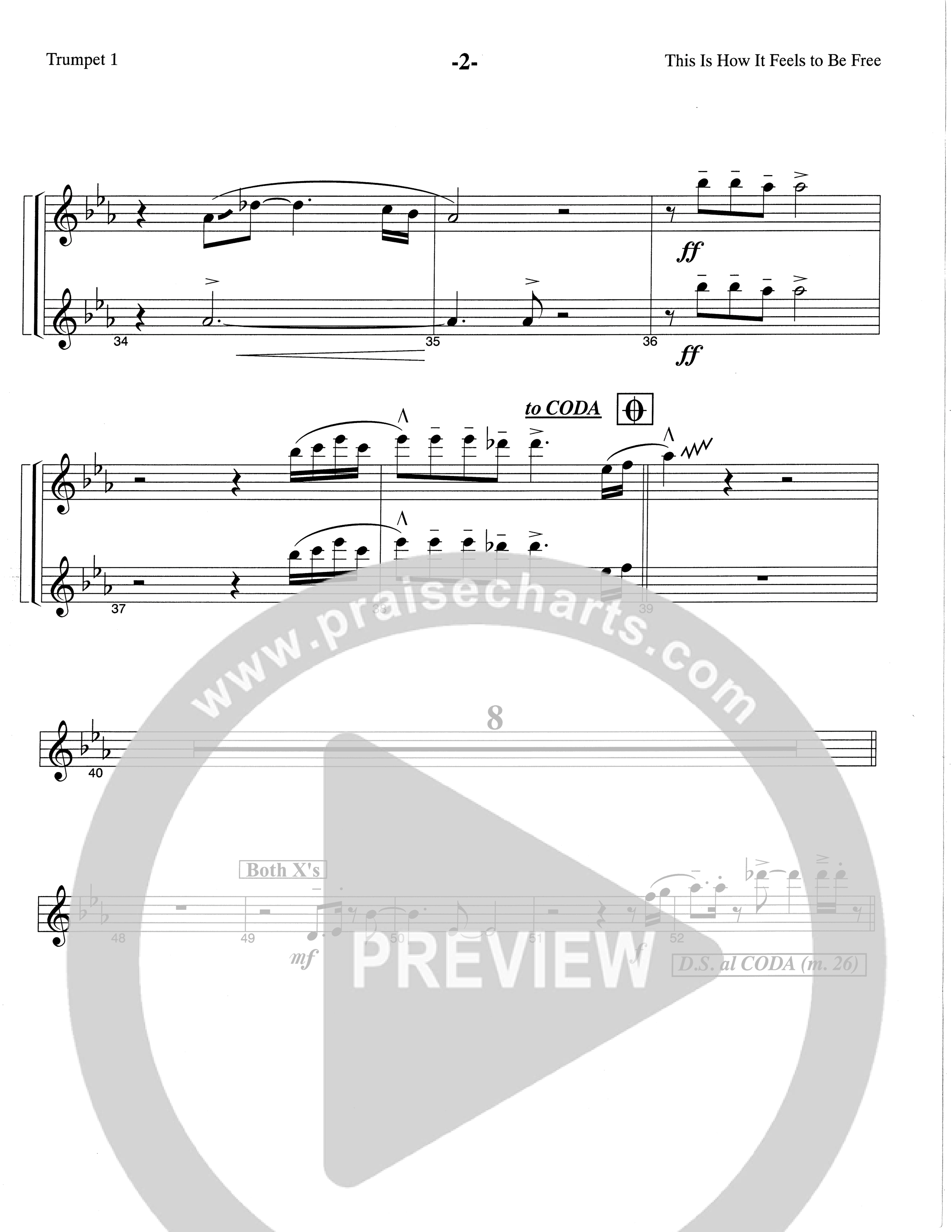 This Is How It Feels To Be Free (Choral Anthem SATB) Trumpet 1 (The Brooklyn Tabernacle Choir / Arr. Carol Cymbala / Orch. Chris McDonald)