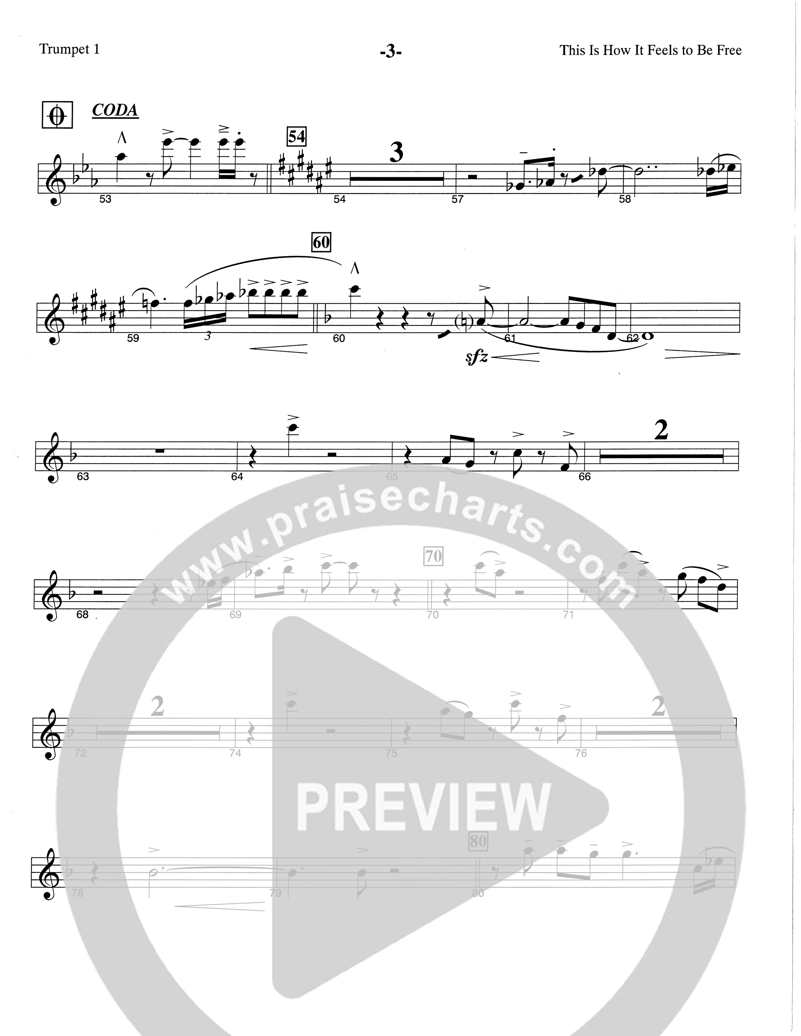 This Is How It Feels To Be Free (Choral Anthem SATB) Trumpet 1 (The Brooklyn Tabernacle Choir / Arr. Carol Cymbala / Orch. Chris McDonald)