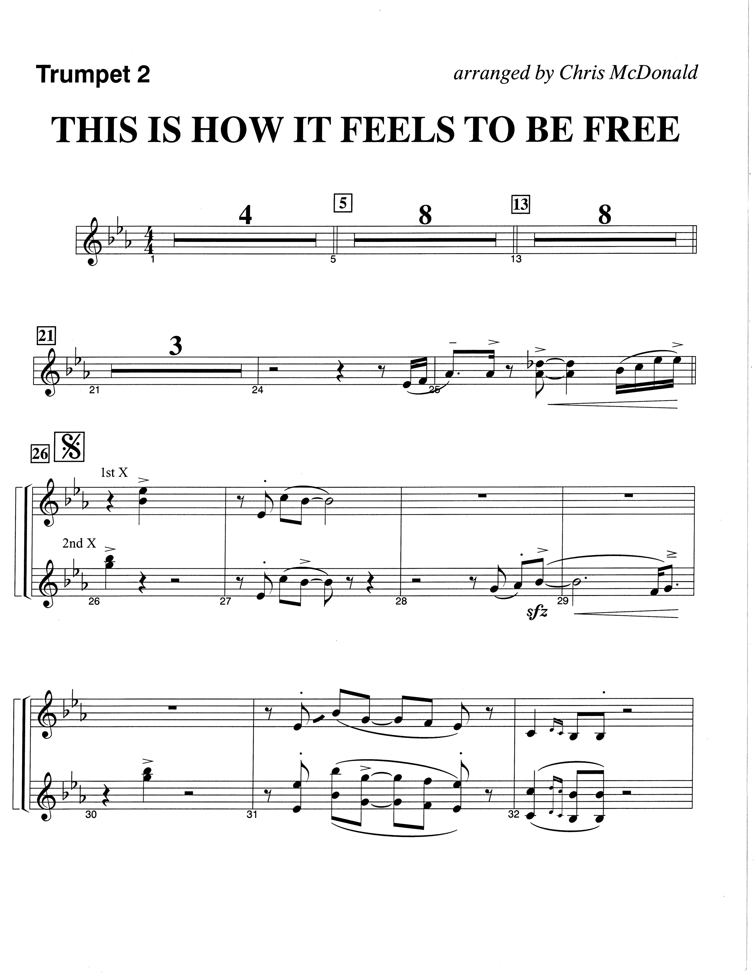 This Is How It Feels To Be Free (Choral Anthem SATB) Trumpet 2 (The Brooklyn Tabernacle Choir / Arr. Carol Cymbala / Orch. Chris McDonald)