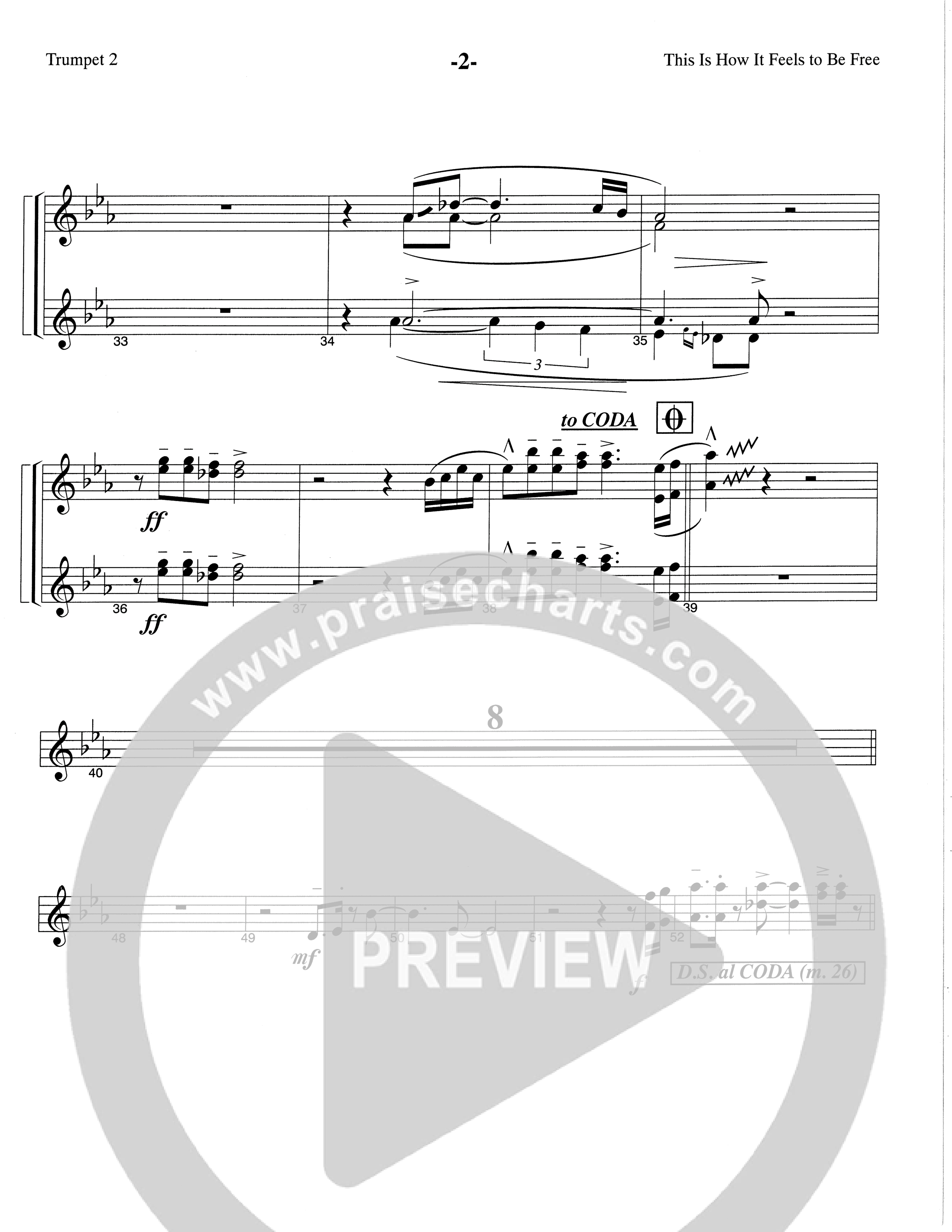 This Is How It Feels To Be Free (Choral Anthem SATB) Trumpet 2 (The Brooklyn Tabernacle Choir / Arr. Carol Cymbala / Orch. Chris McDonald)