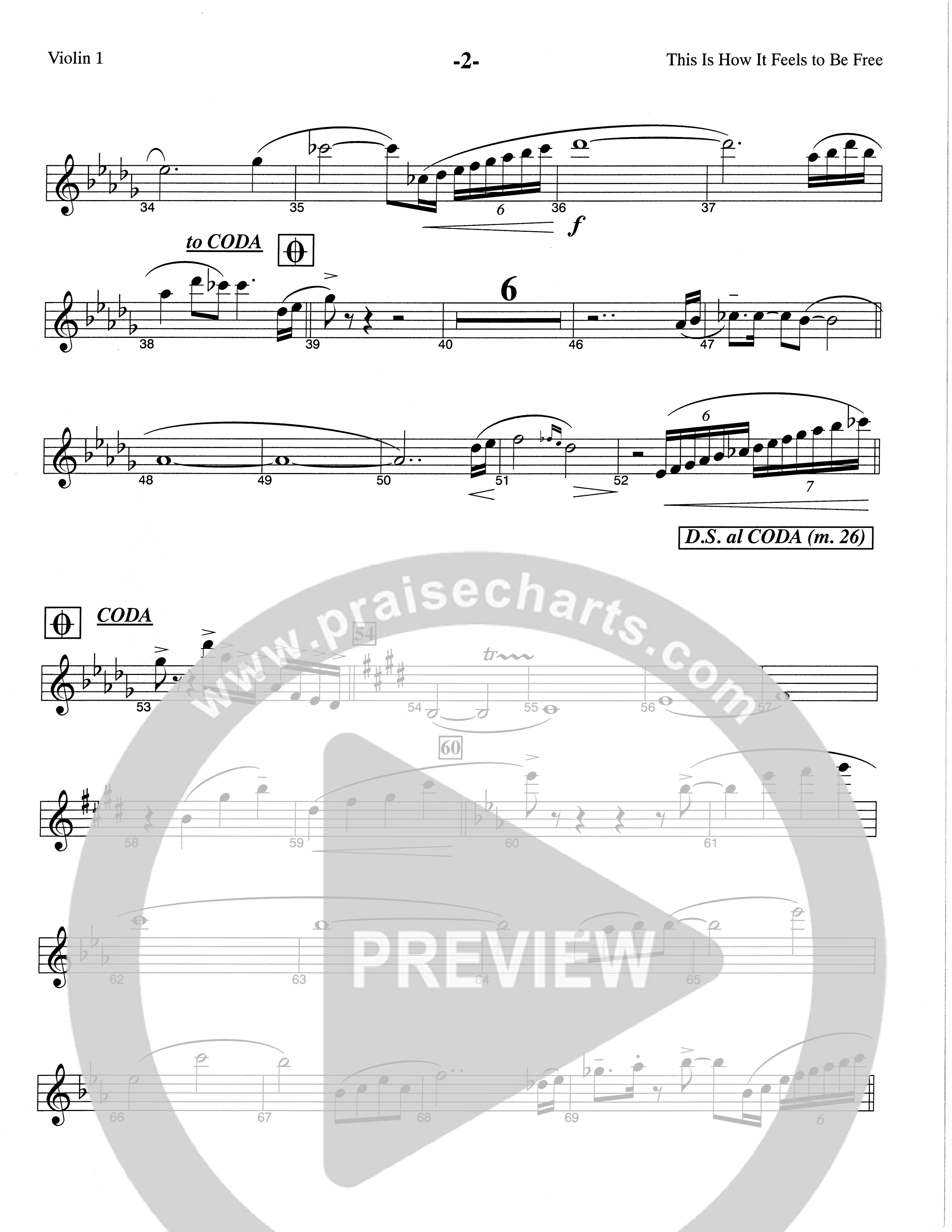 This Is How It Feels To Be Free (Choral Anthem SATB) Violin 1 (The Brooklyn Tabernacle Choir / Arr. Carol Cymbala / Orch. Chris McDonald)