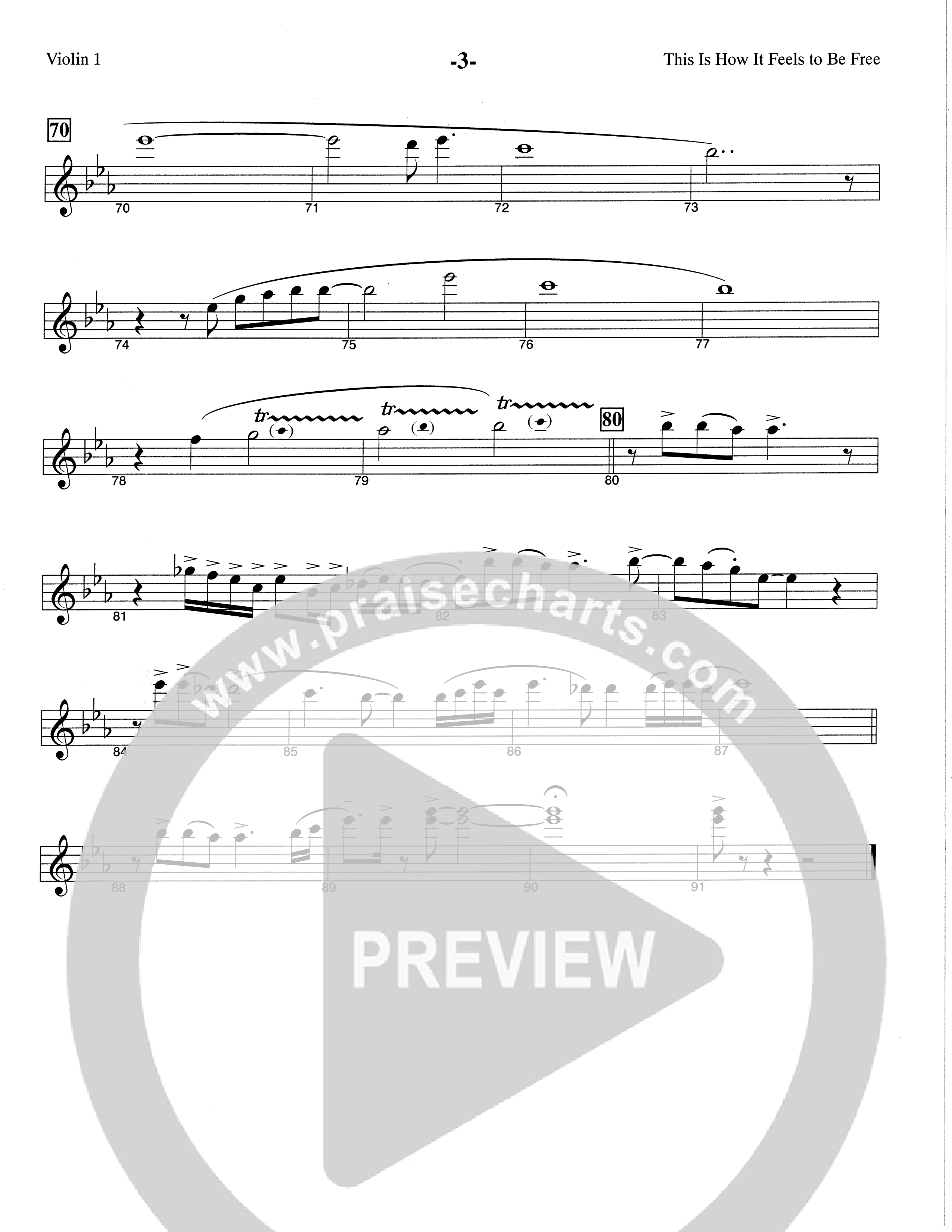 This Is How It Feels To Be Free (Choral Anthem SATB) Violin 1 (The Brooklyn Tabernacle Choir / Arr. Carol Cymbala / Orch. Chris McDonald)