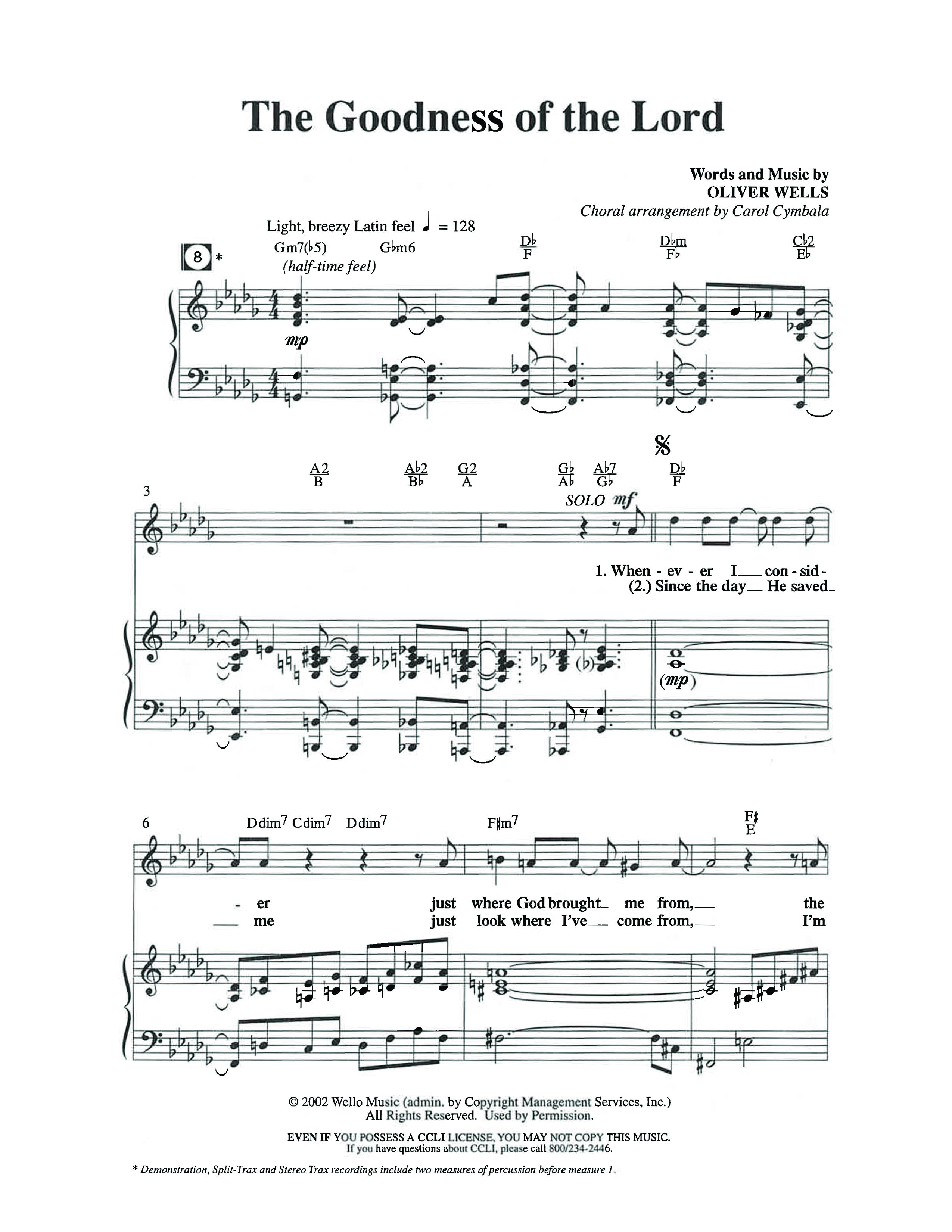 The Goodness Of The Lord (Choral Anthem SATB) Octavo (SATB & Pno) (The Brooklyn Tabernacle Choir / Arr. Carol Cymbala)
