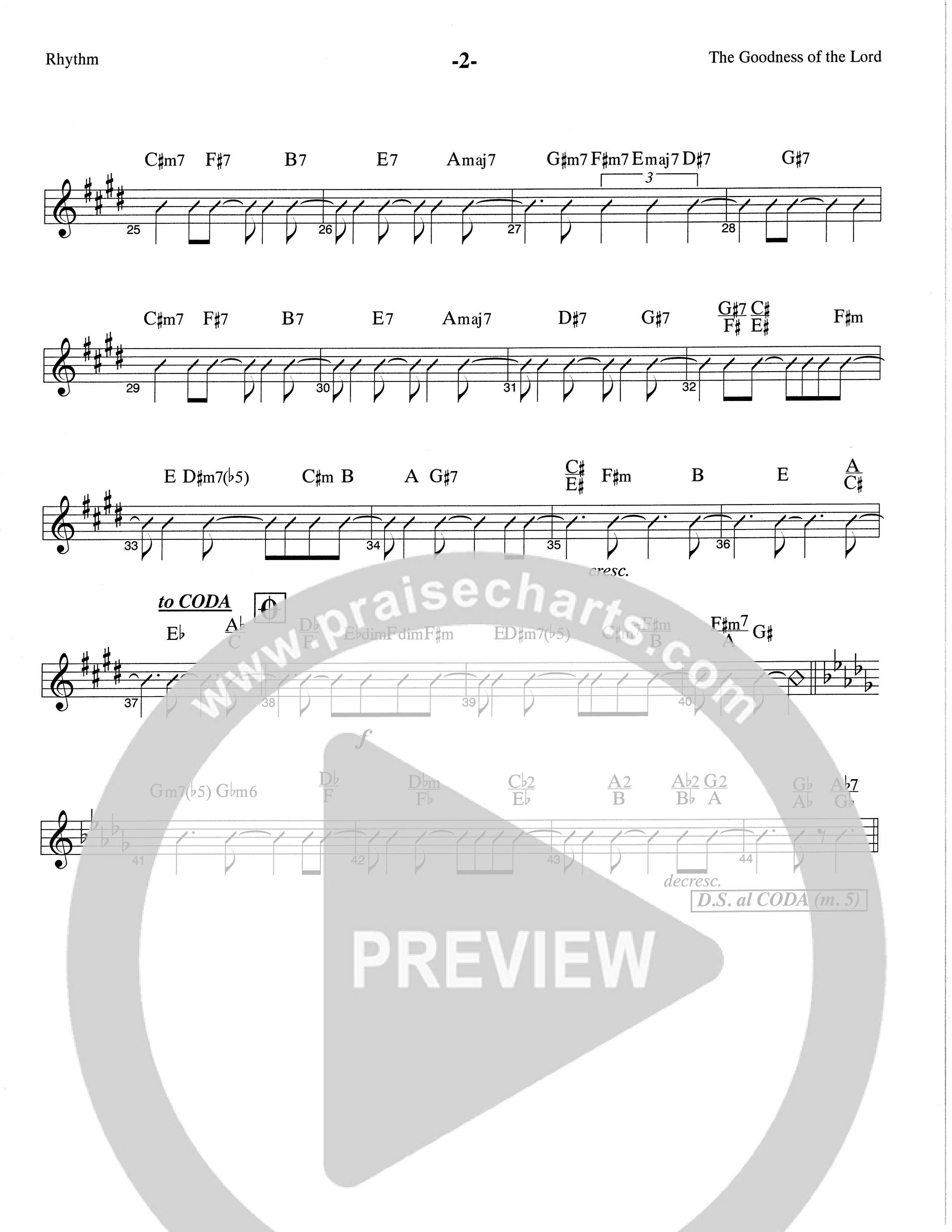 The Goodness Of The Lord (Choral Anthem SATB) Rhythm Chart (The Brooklyn Tabernacle Choir / Arr. Carol Cymbala)