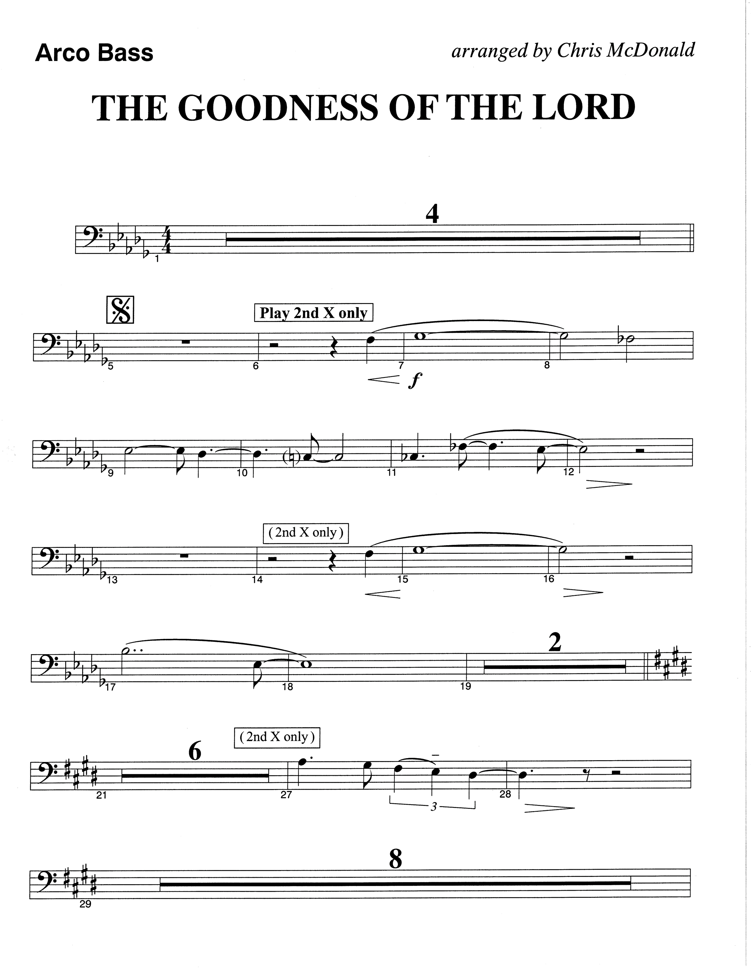 The Goodness Of The Lord (Choral Anthem SATB) String Bass (The Brooklyn Tabernacle Choir / Arr. Carol Cymbala)