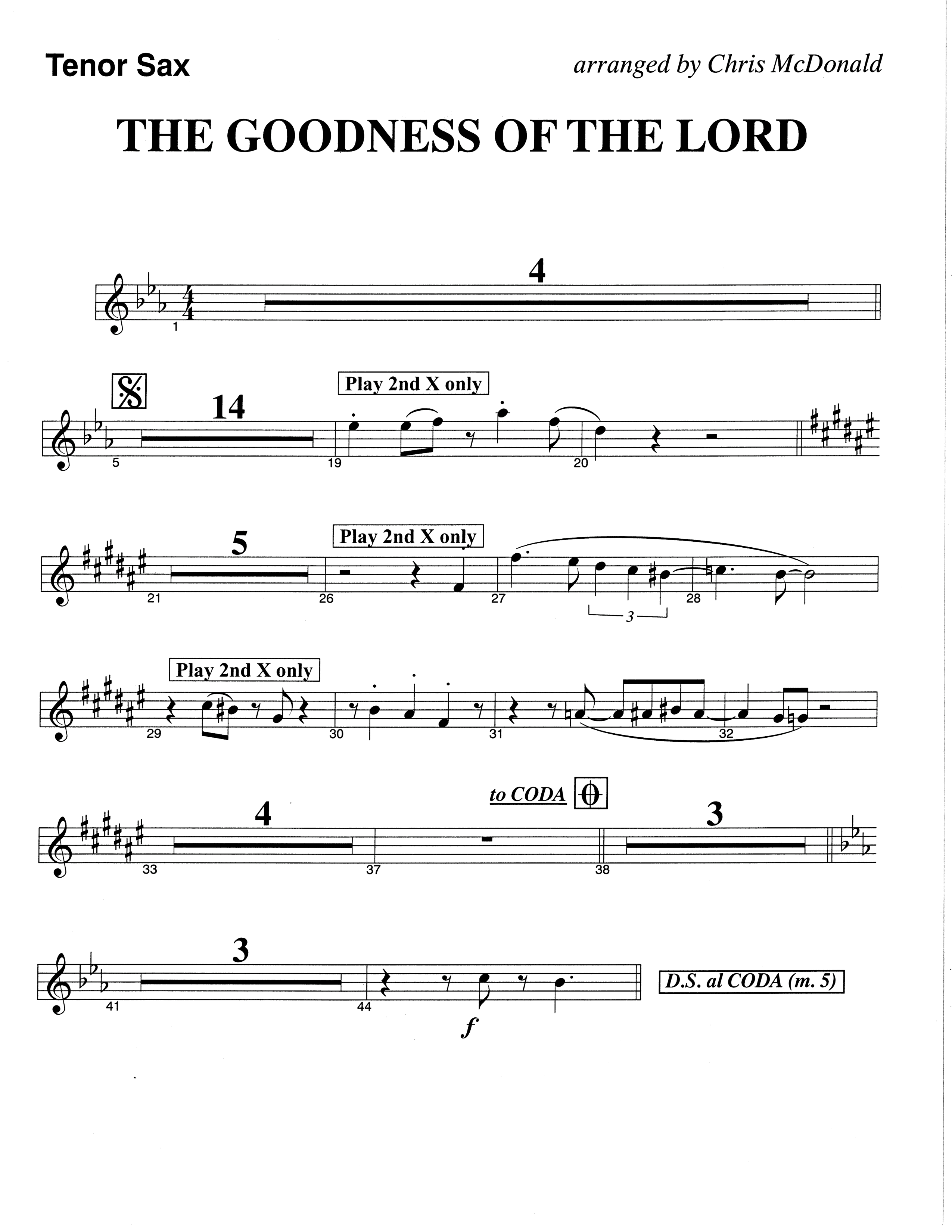 The Goodness Of The Lord (Choral Anthem SATB) Tenor Sax/Baritone T.C. (The Brooklyn Tabernacle Choir / Arr. Carol Cymbala)