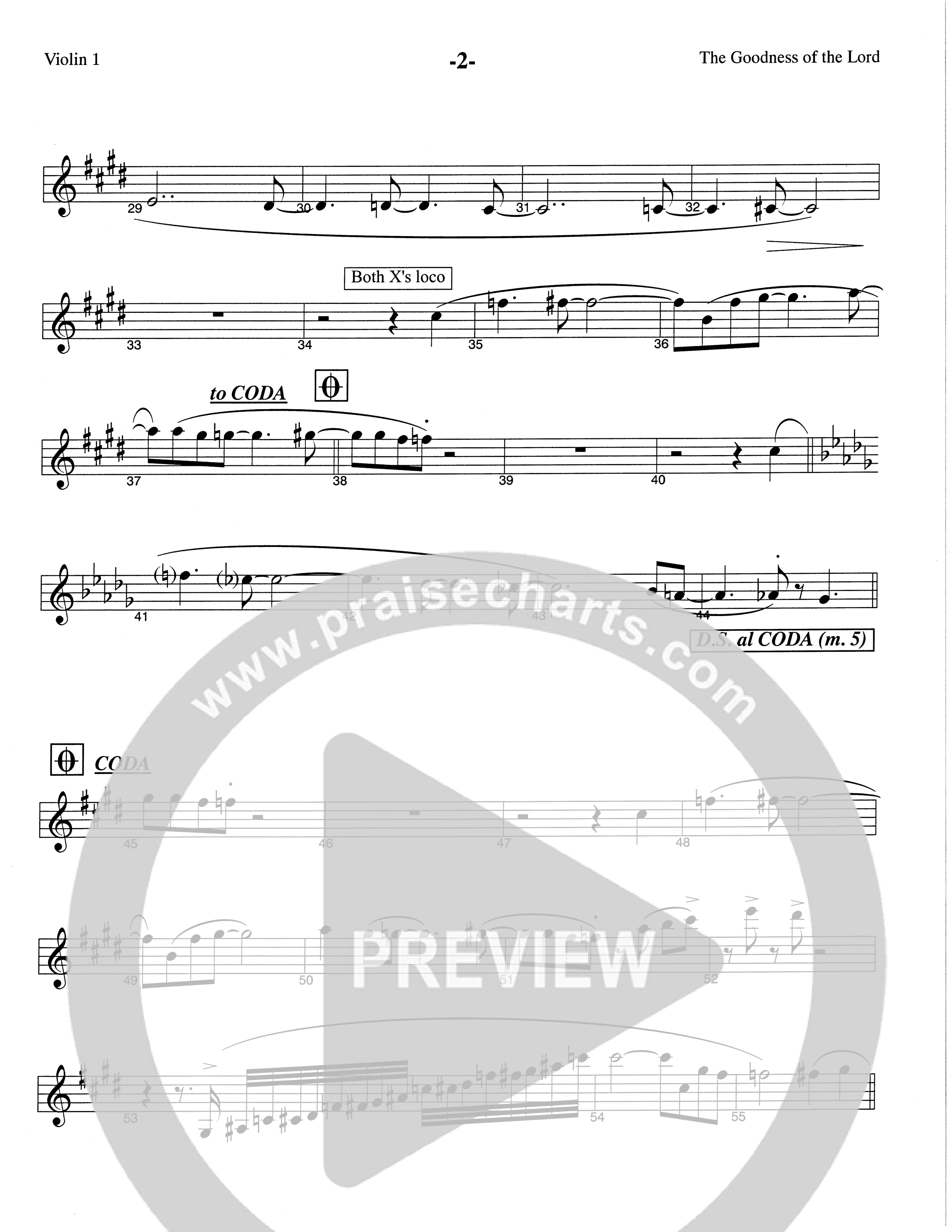 The Goodness Of The Lord (Choral Anthem SATB) Violin 1 (The Brooklyn Tabernacle Choir / Arr. Carol Cymbala)