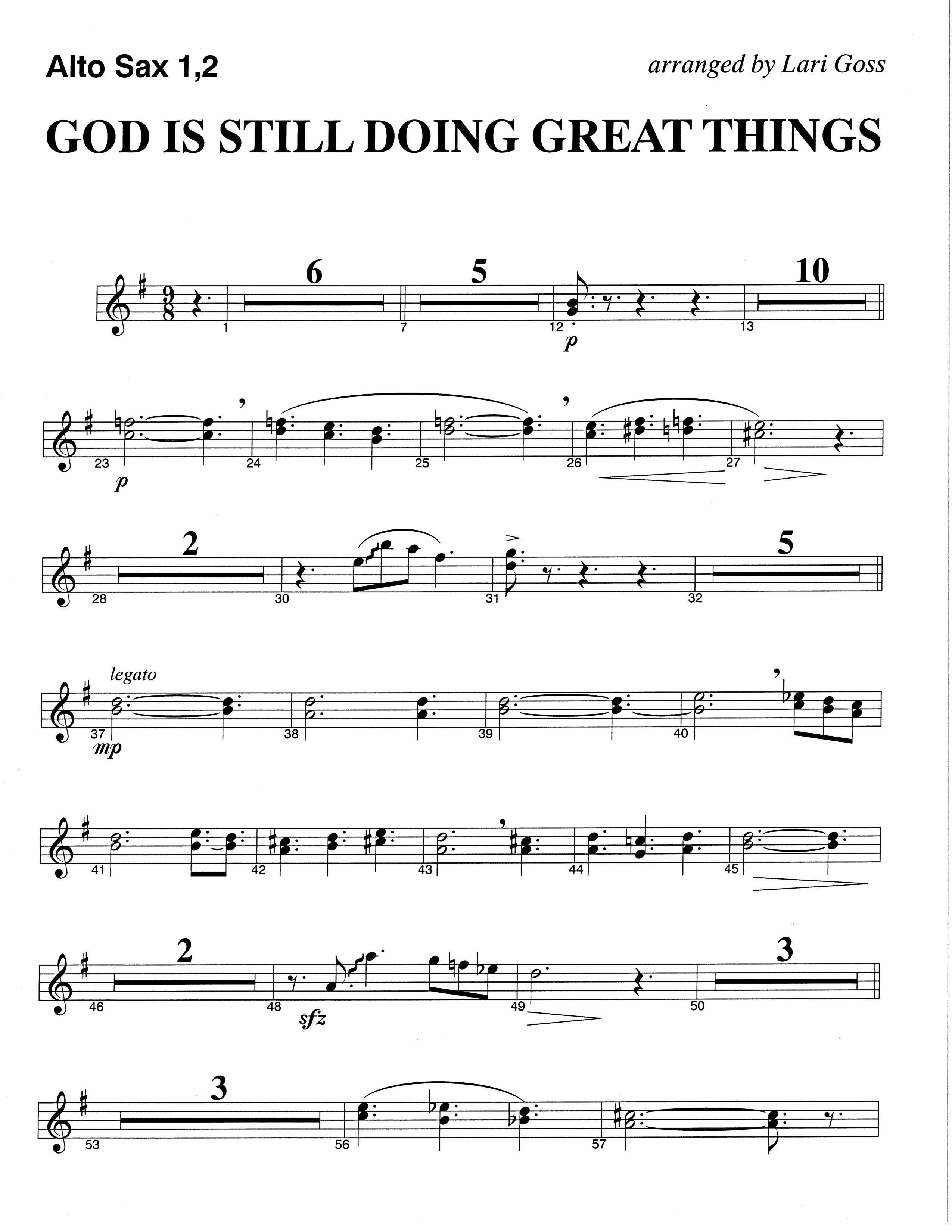 God Is Still Doing Great Things (Choral Anthem SATB) Alto Sax 1/2 (The Brooklyn Tabernacle Choir / Arr. Carol Cymbala / Orch. Lari Goss)