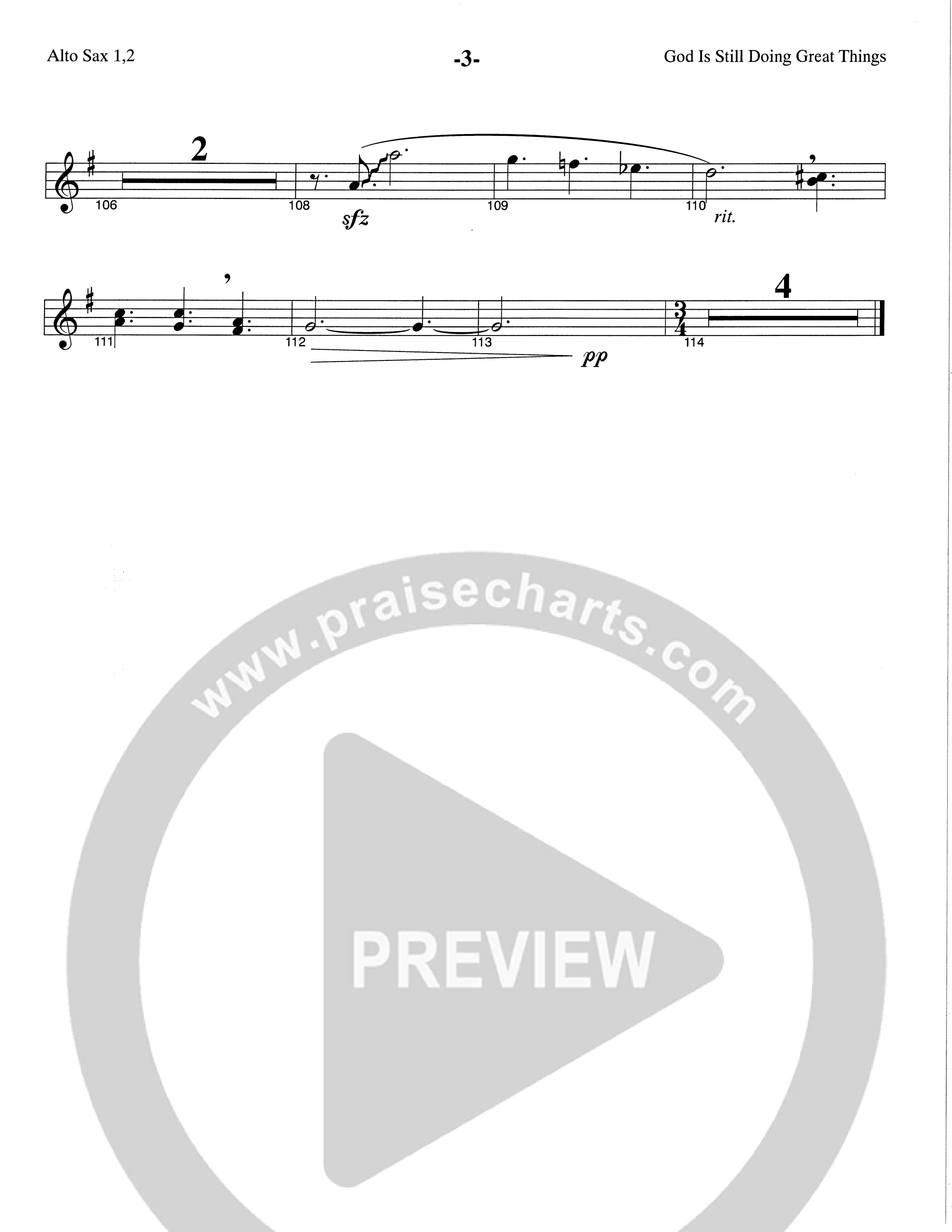 God Is Still Doing Great Things (Choral Anthem SATB) Alto Sax 1/2 (The Brooklyn Tabernacle Choir / Arr. Carol Cymbala / Orch. Lari Goss)